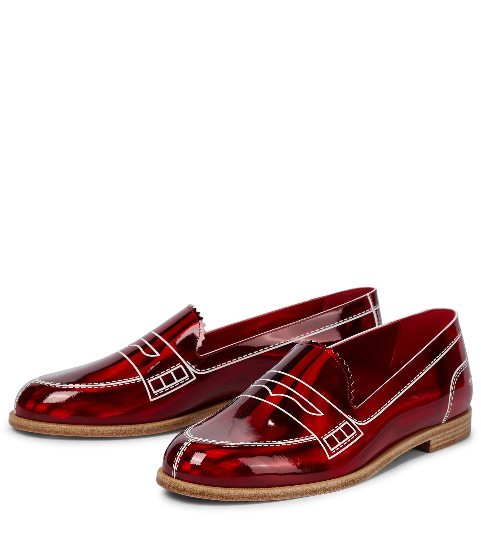 Christian Louboutin Mocalaureat Leather Loafers in Red | Lyst