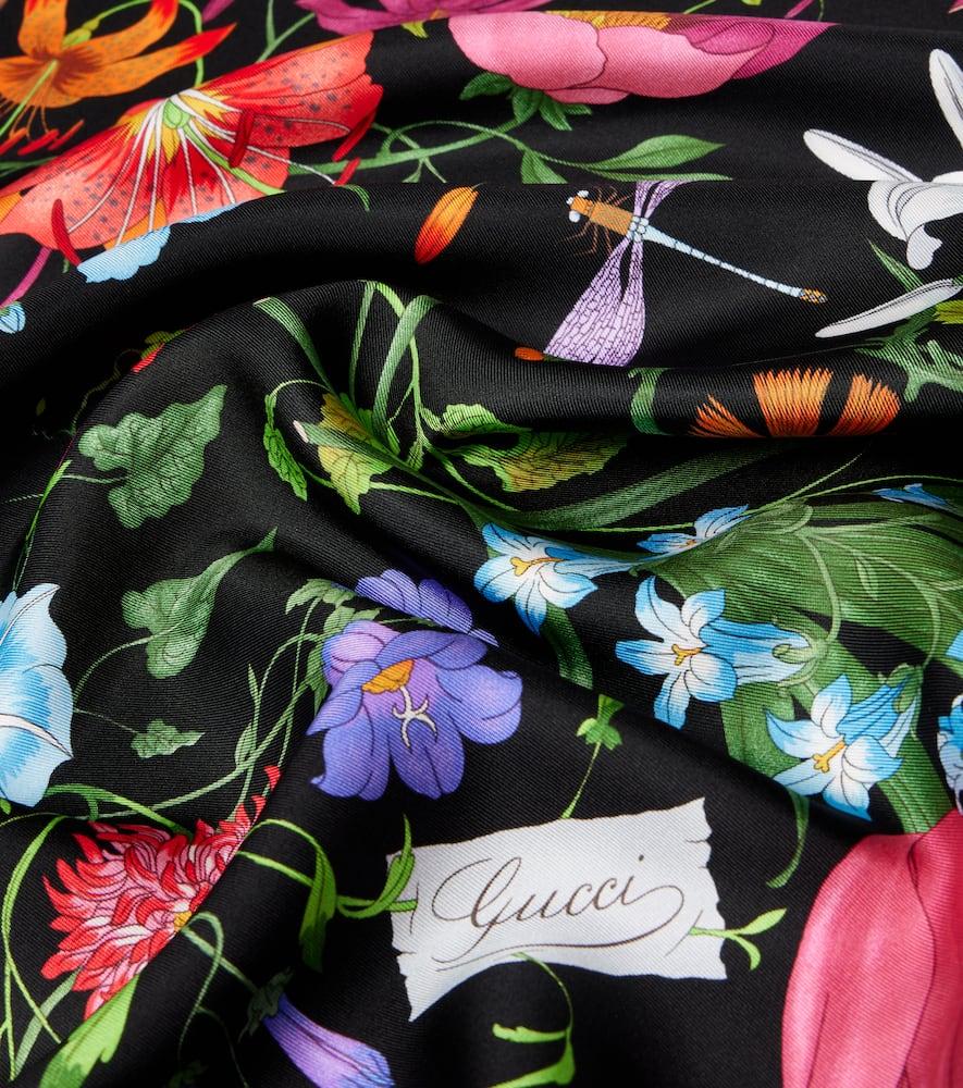 Gucci Floral Silk Twill Scarf in Black Lyst UK