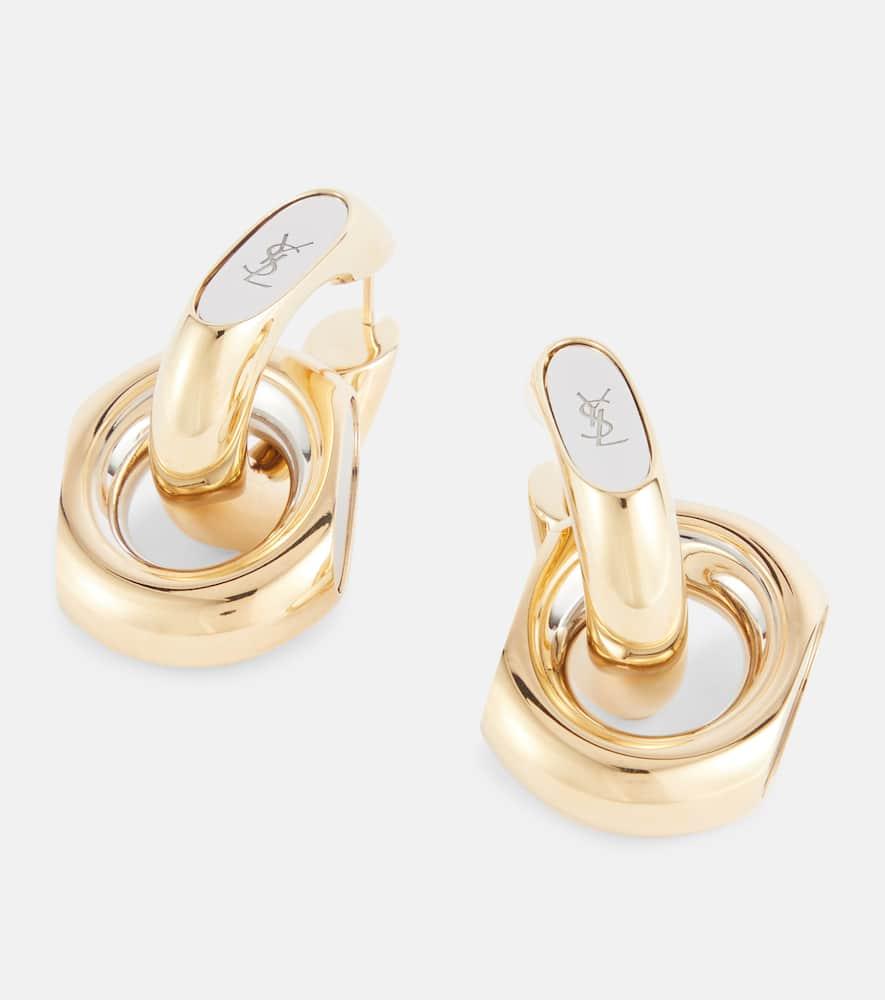 Saint Laurent Cassandre Hoop Earrings in Metallic Lyst