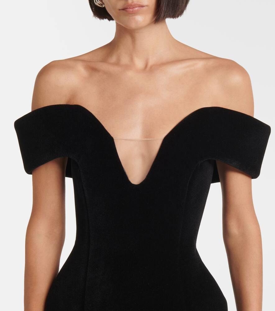 David Koma Off-Shoulder Velvet Corset Dress in Black | Lyst