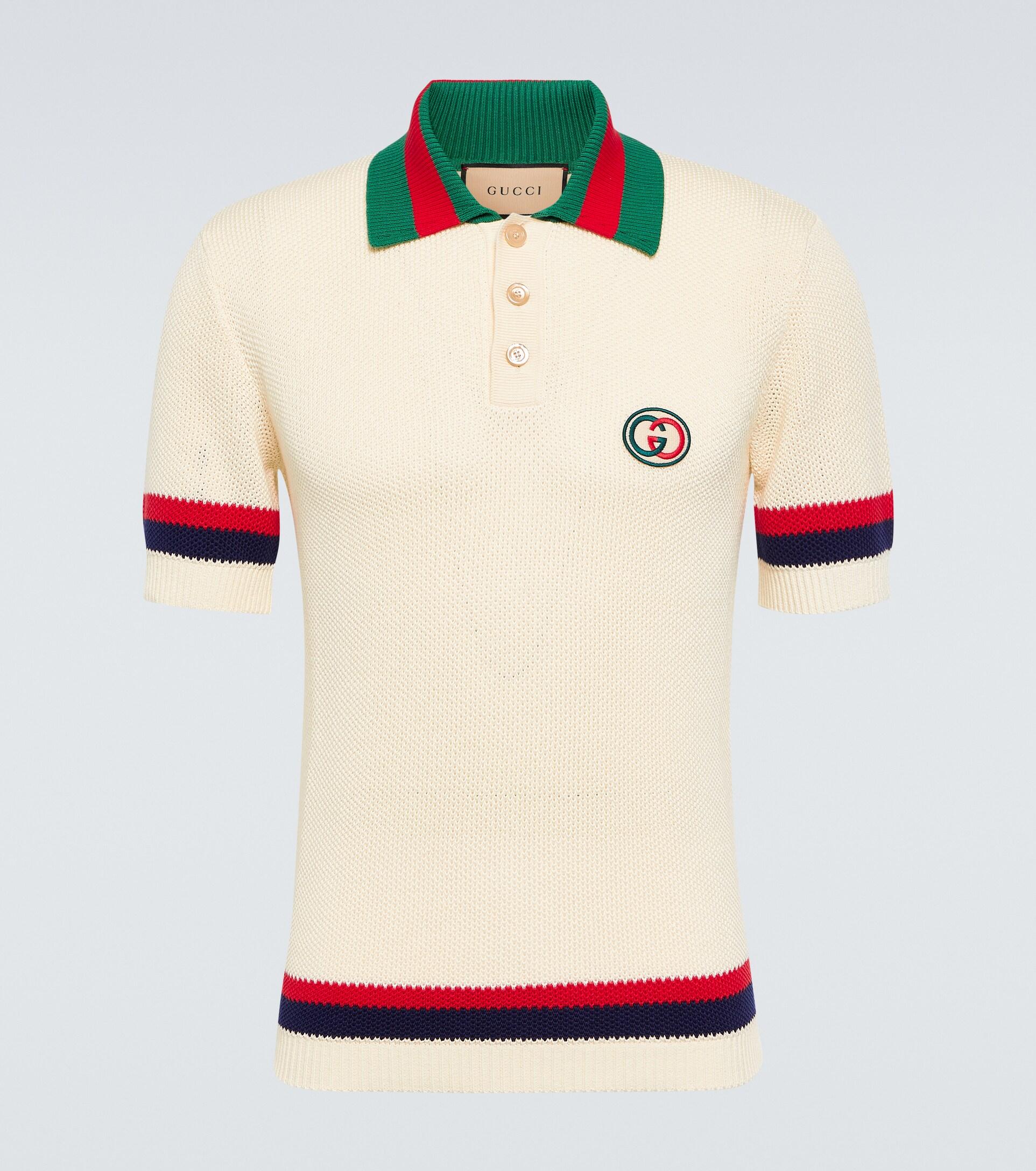 Gucci Knit Cotton Polo T-shirt With Web for Men | Lyst
