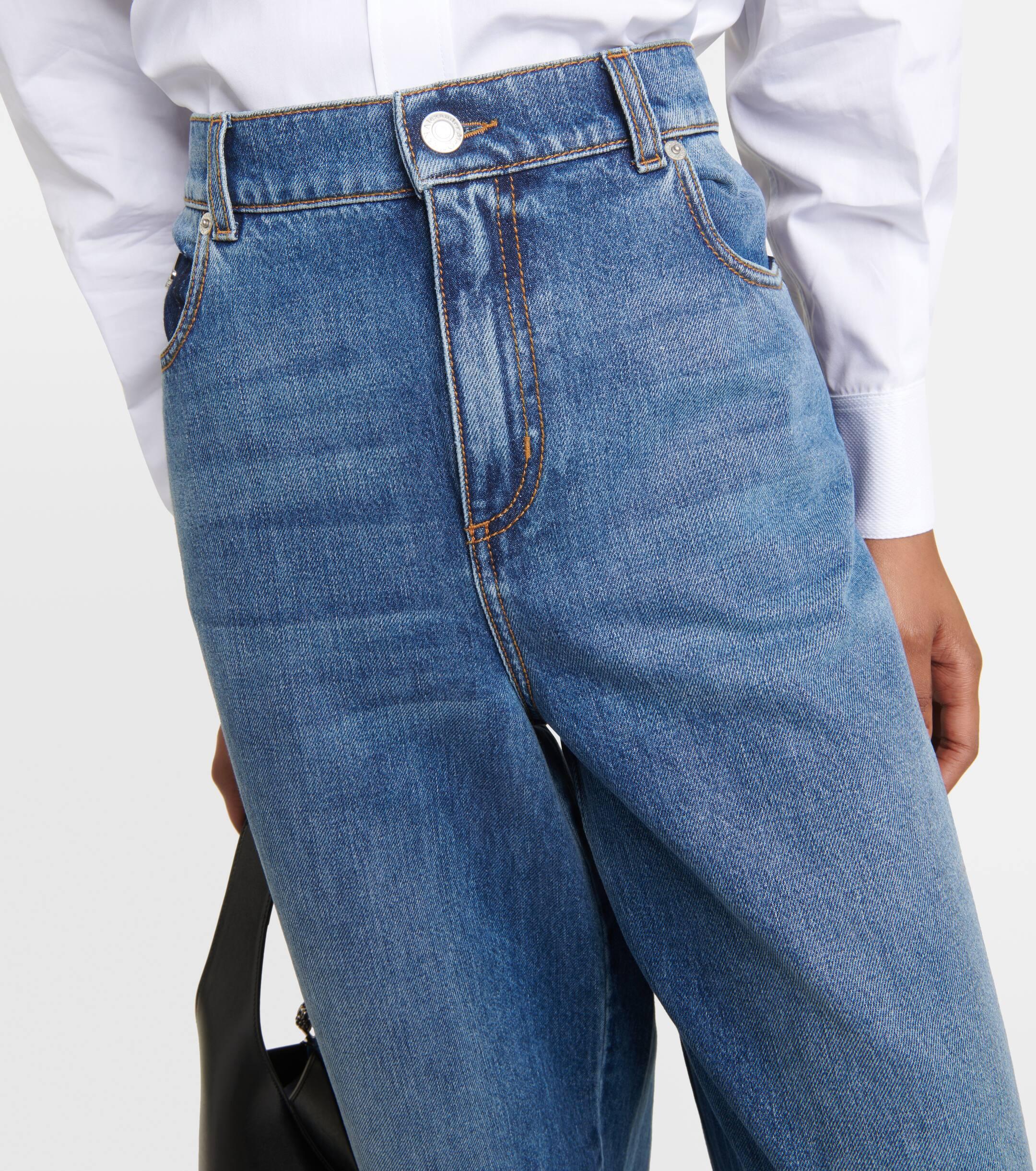 Blue High-rise stretch-denim flared jeans, Alexander McQueen