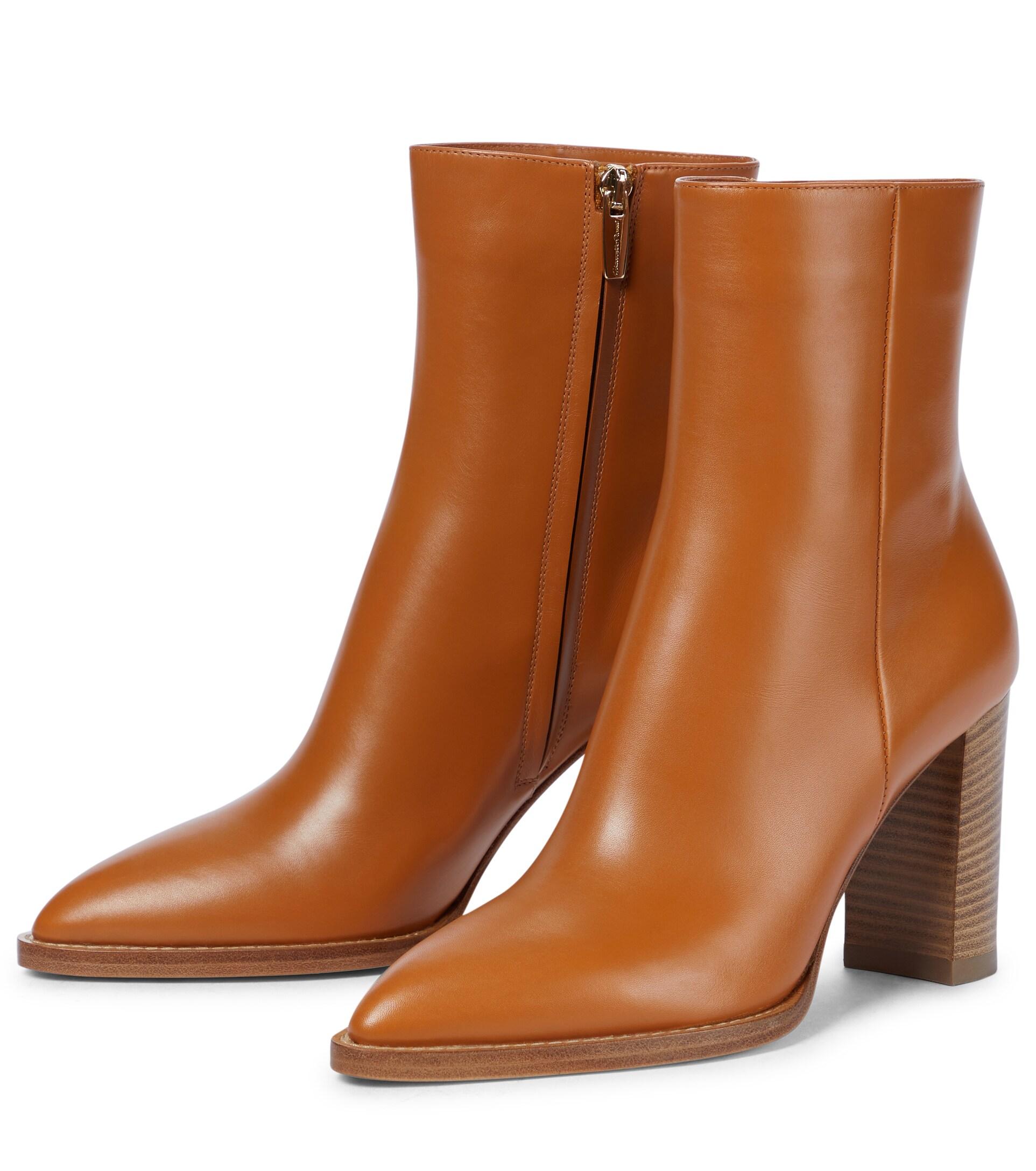 Gianvito Rossi River 85 Leather Ankle Boots in Brown | Lyst