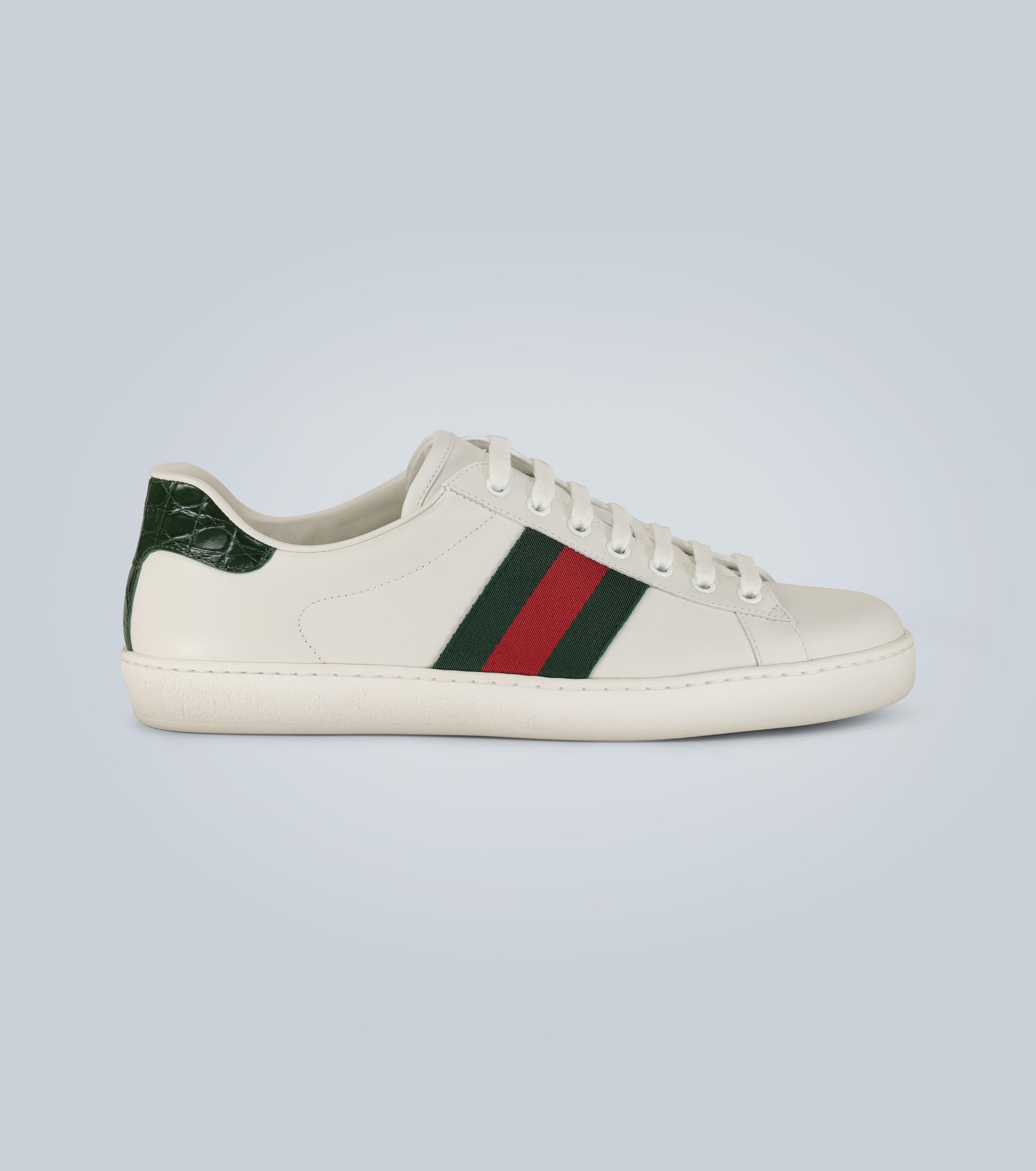 Gucci Ace Leather Sneakers in White - Lyst
