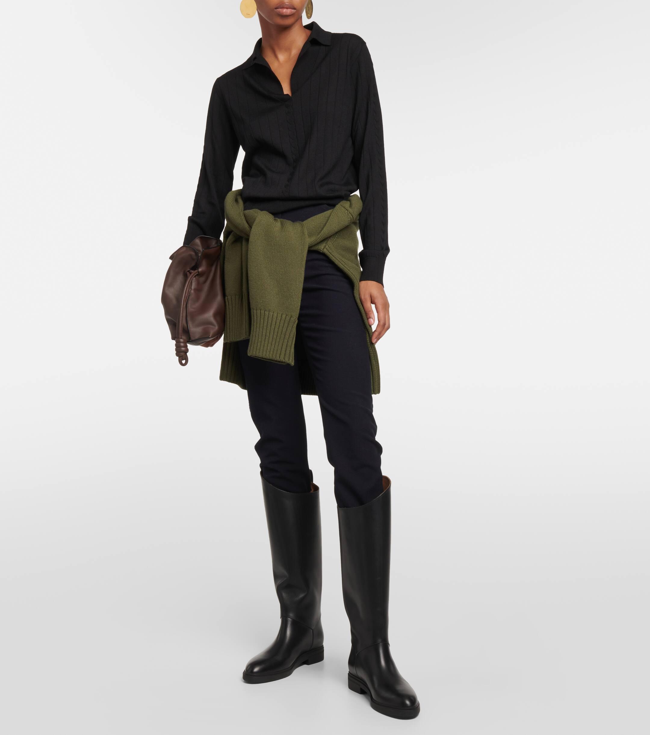 Black leather pants with knee high boots hotsell