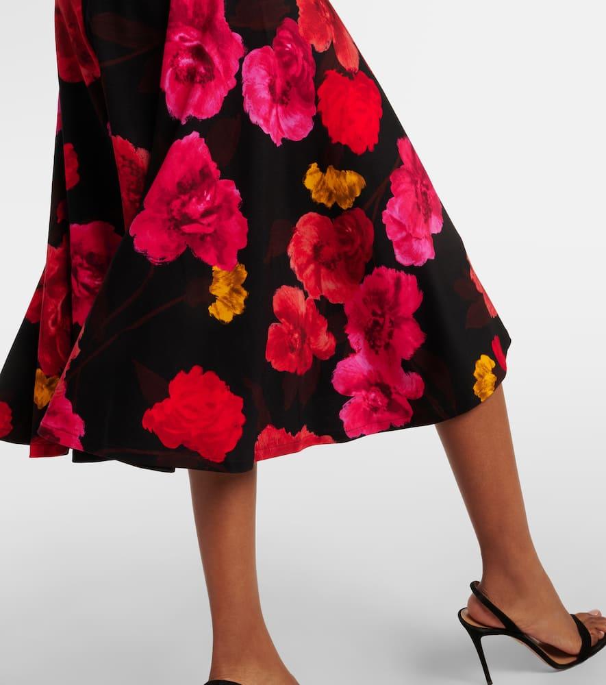 open lace back dress Abstract Rose Milberry Red Long Sleeve Midi Dress main image 1