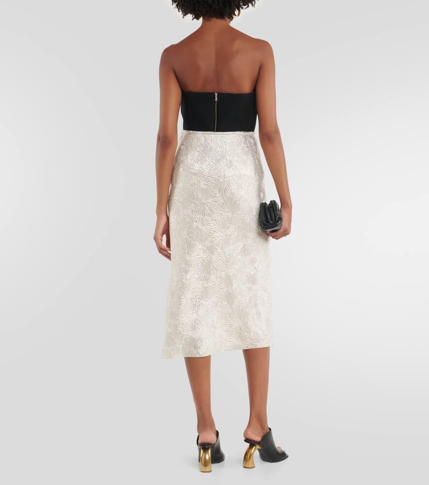 【DRIES VAN NOTEN】Floral pencil skirt ペンシルスカート Dries Van Noten Floral Silk-blend Cloque Midi Skirt in White