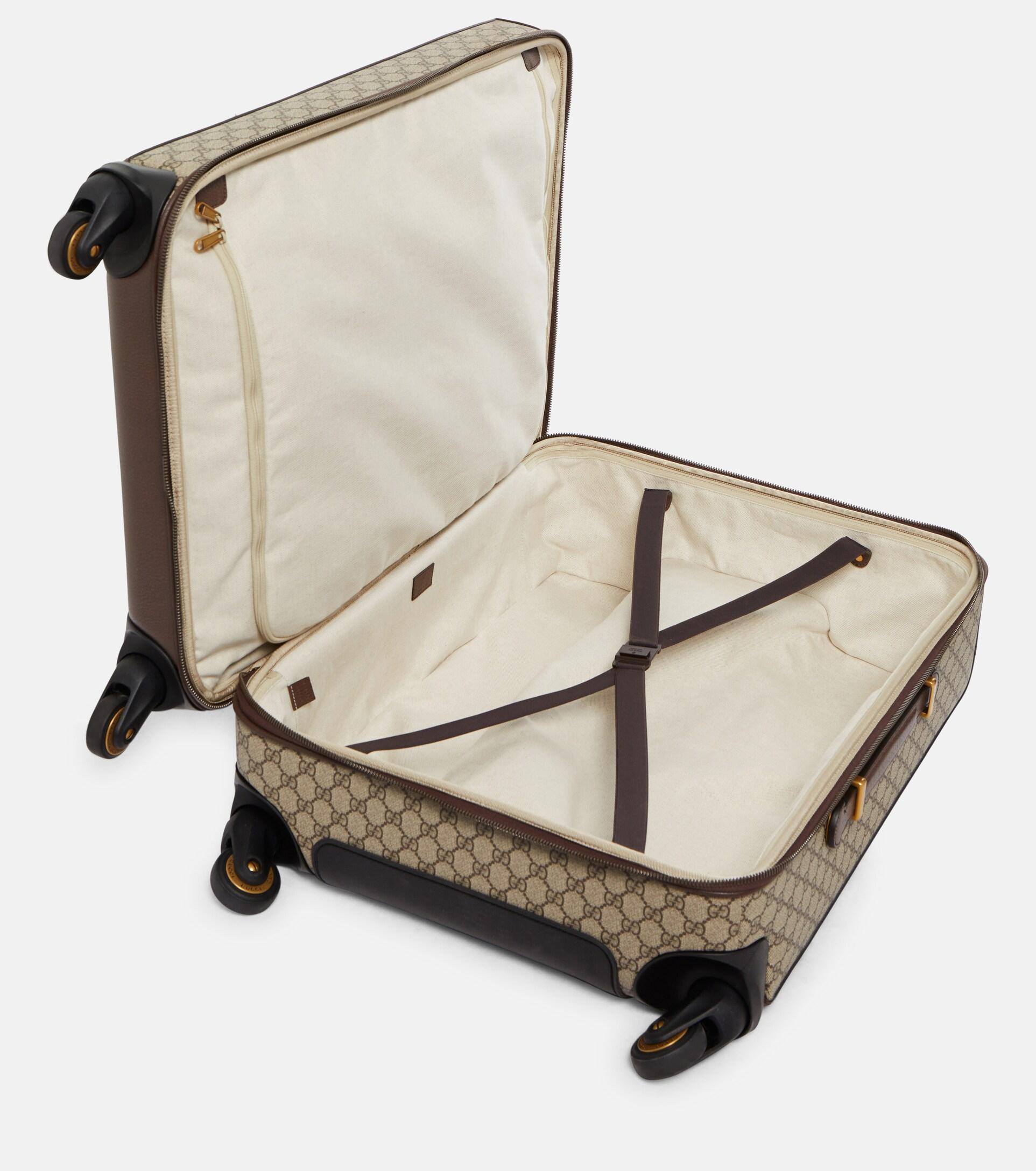 GUCCI GG Supreme Monogram Web Large Savoy Trolley Suitcase Beige