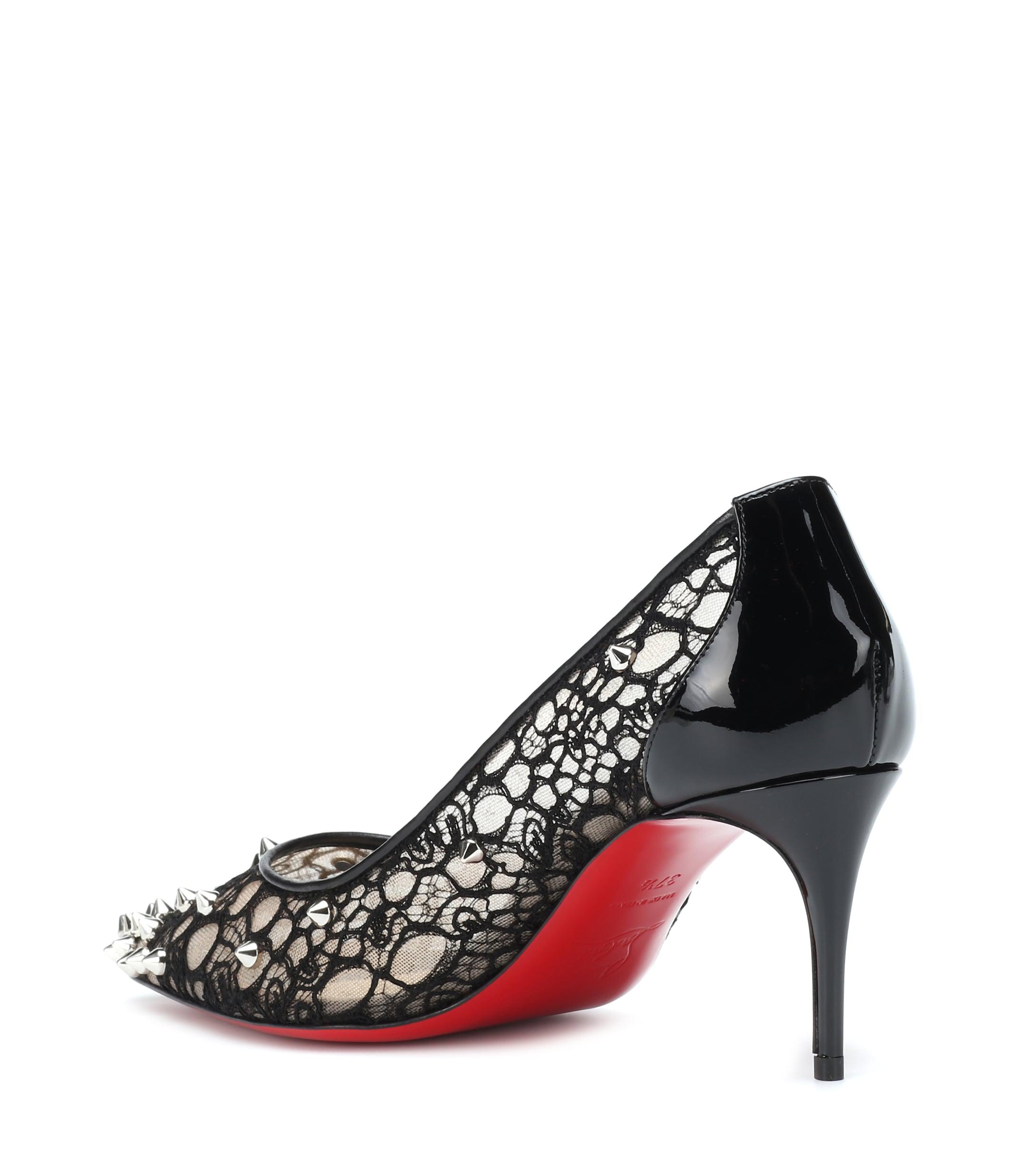 Christian Louboutin Lace 554 70 Spiked Pumps in Black,Silver (Black) - Lyst