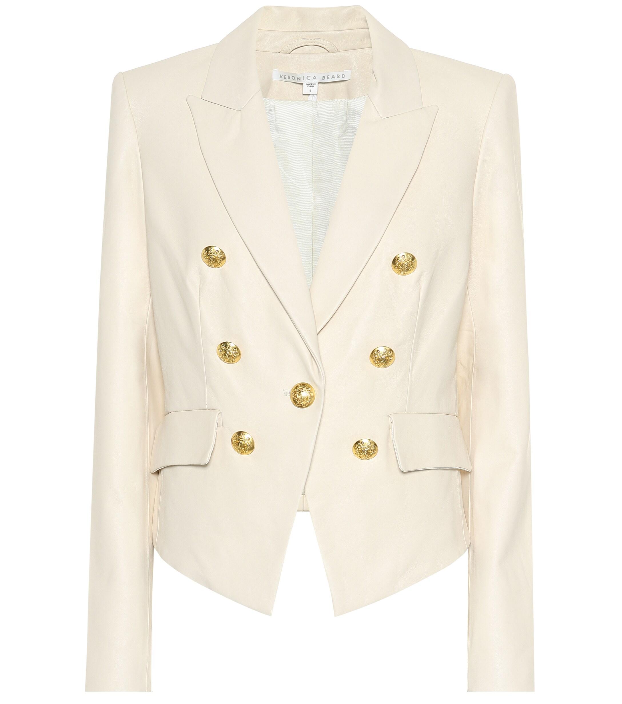 Veronica Beard Cooke Leather Blazer in Ivory (White) - Lyst