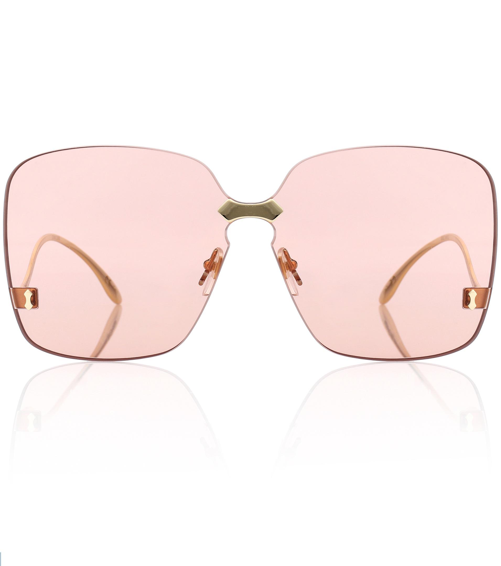 Gucci Square Frame Rimless Sunglasses In Pink Lyst 