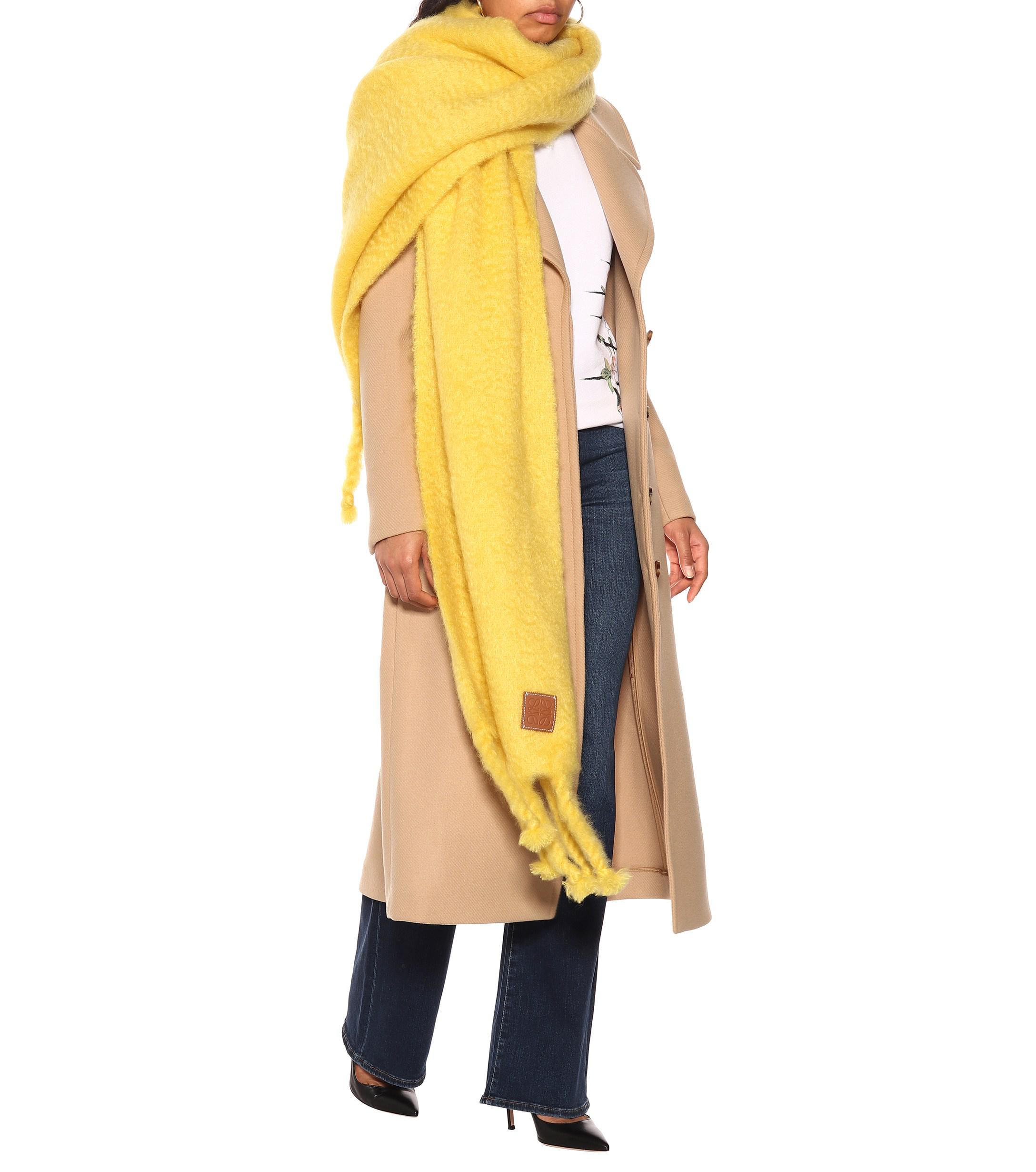 Loewe Oversized Mohair And Wool Scarf in Yellow | Lyst