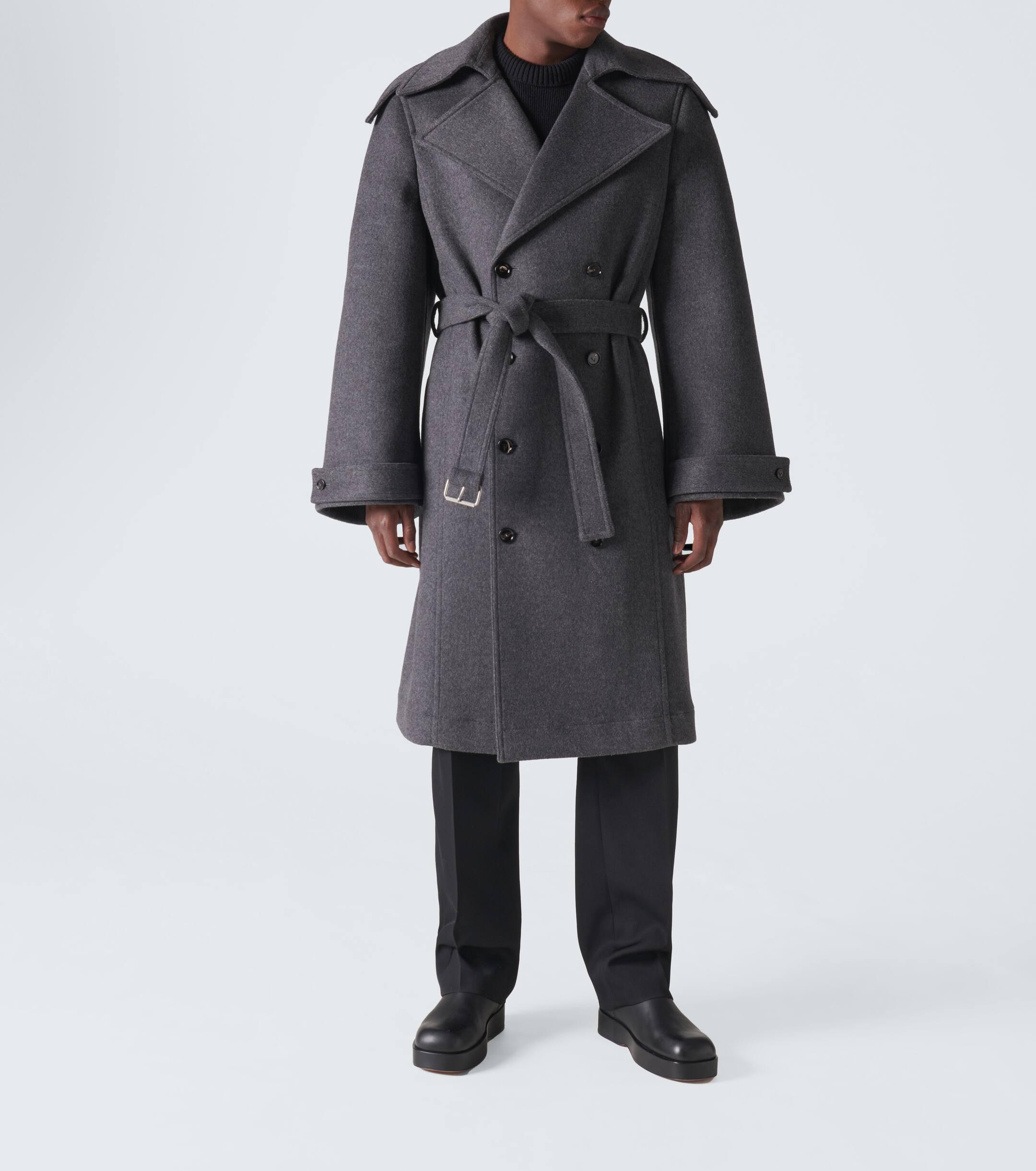 Bottega Veneta Belted Wool Trench Coat in Grey for Men Lyst UK