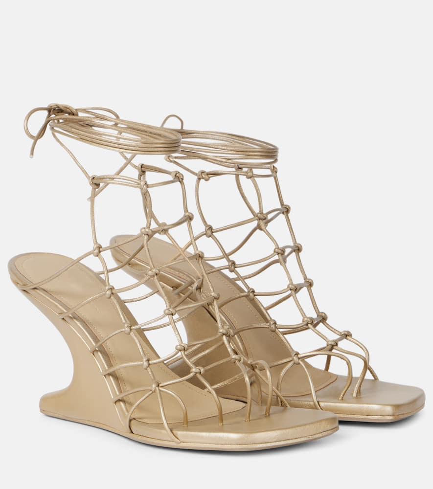 【センシュアルさを兼ね備えた】RICK OWENS ウェッジサンダル Rick Owens - Rick Owens RHINO WEDGE PLATFORM レザー サンダル