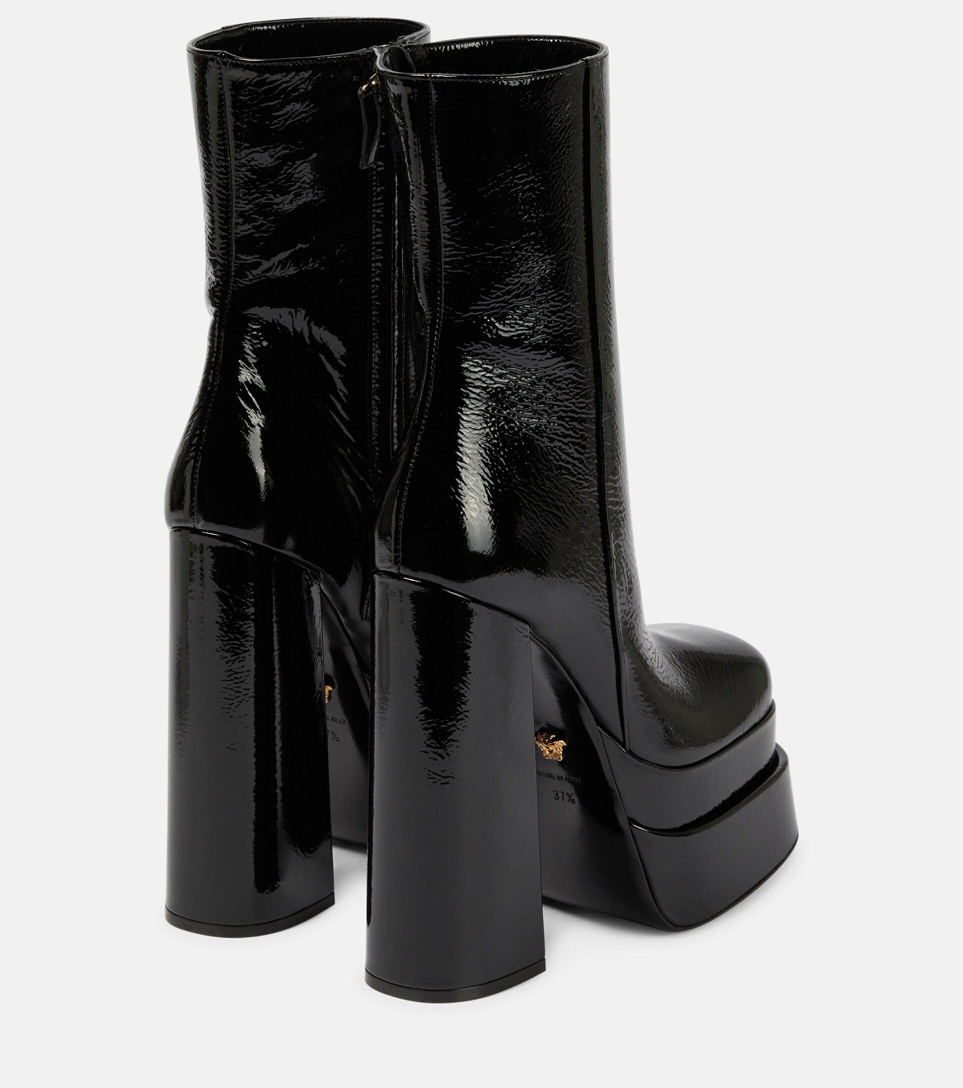 Versace Aevitas Leather Platform Ankle Boots in Black | Lyst