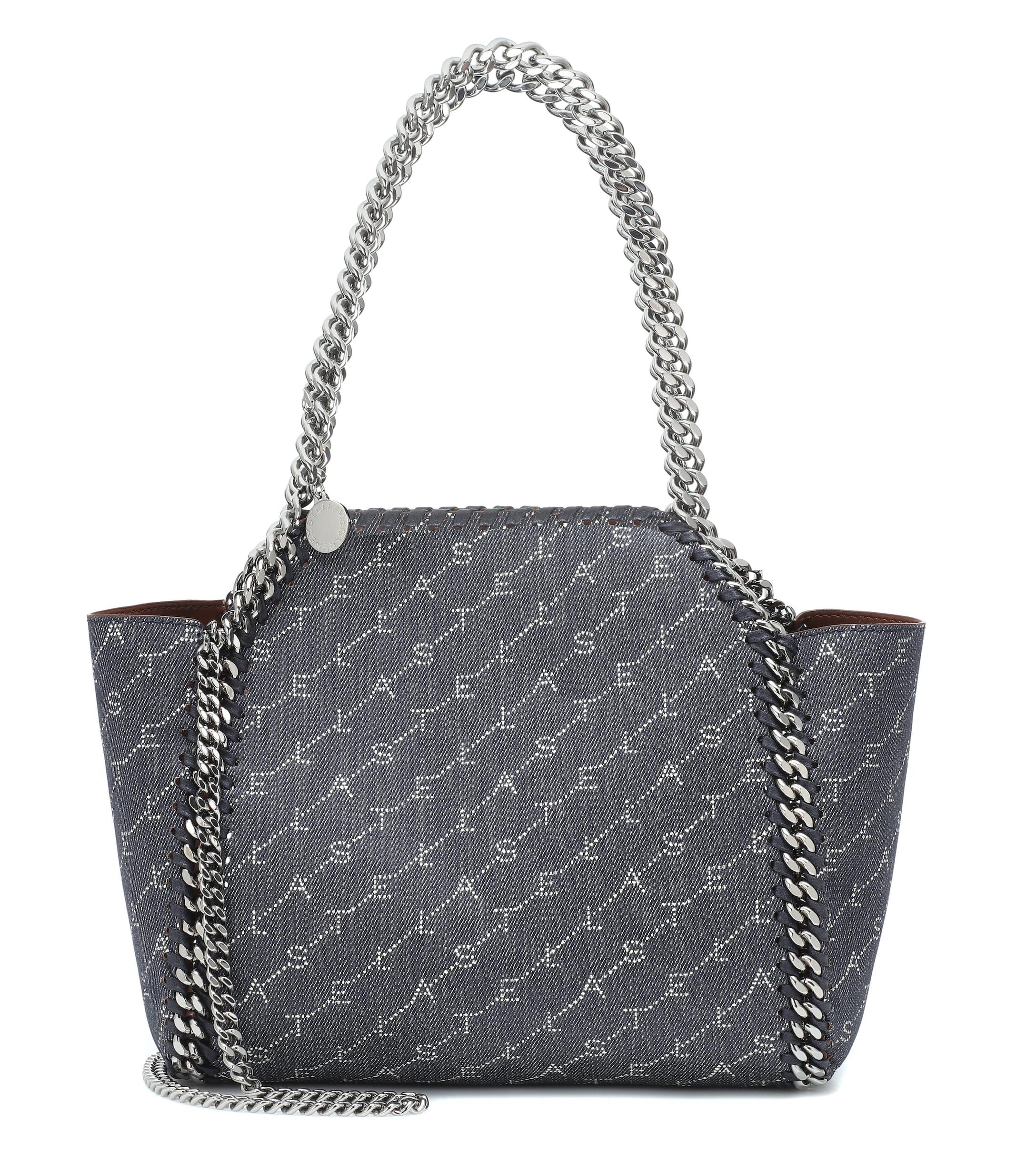 Stella McCartney Mini Reversible Tote In Navy Eco Monogram Denim