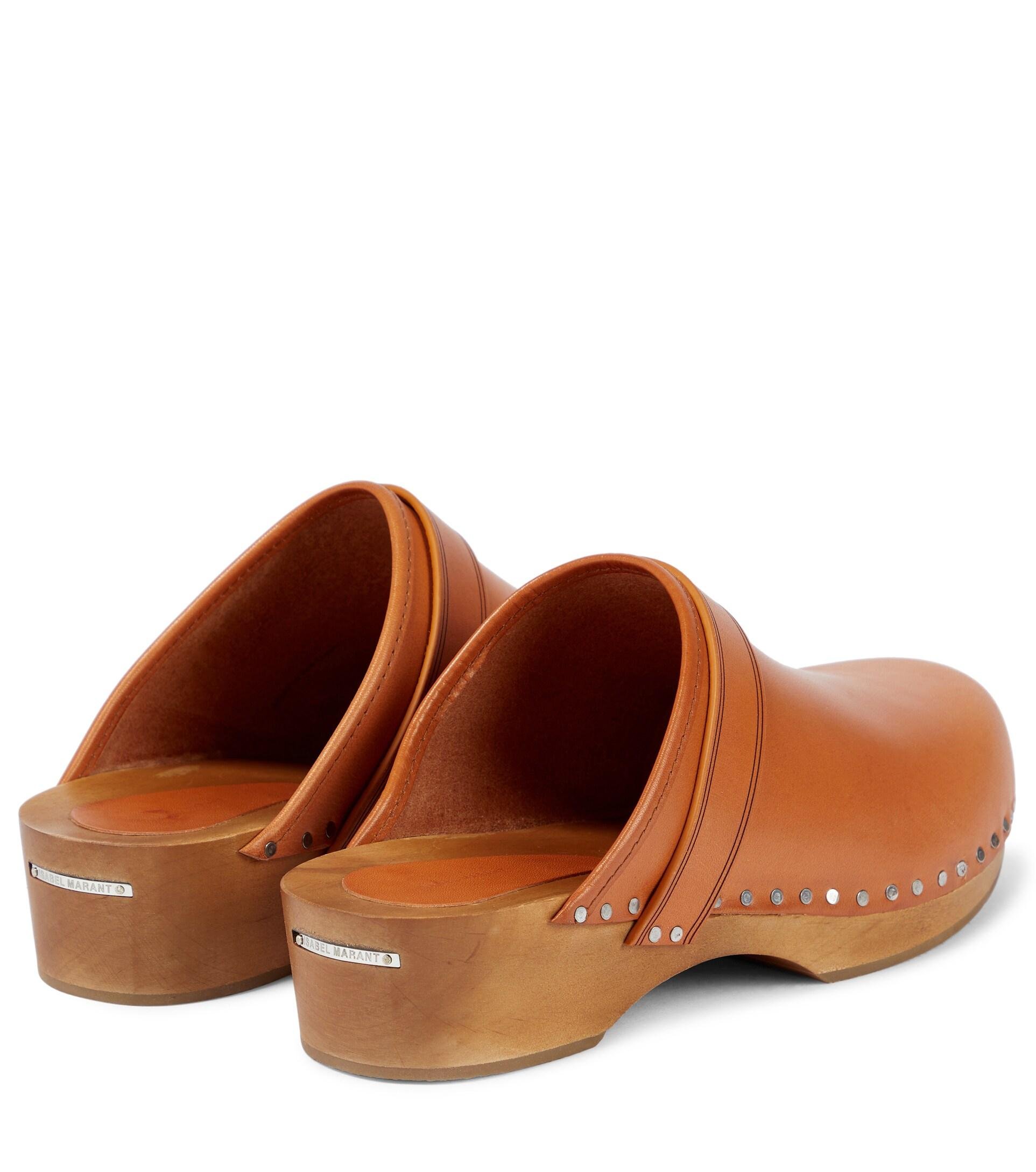 Isabel Marant Thalie Leather Clogs in Brown | Lyst