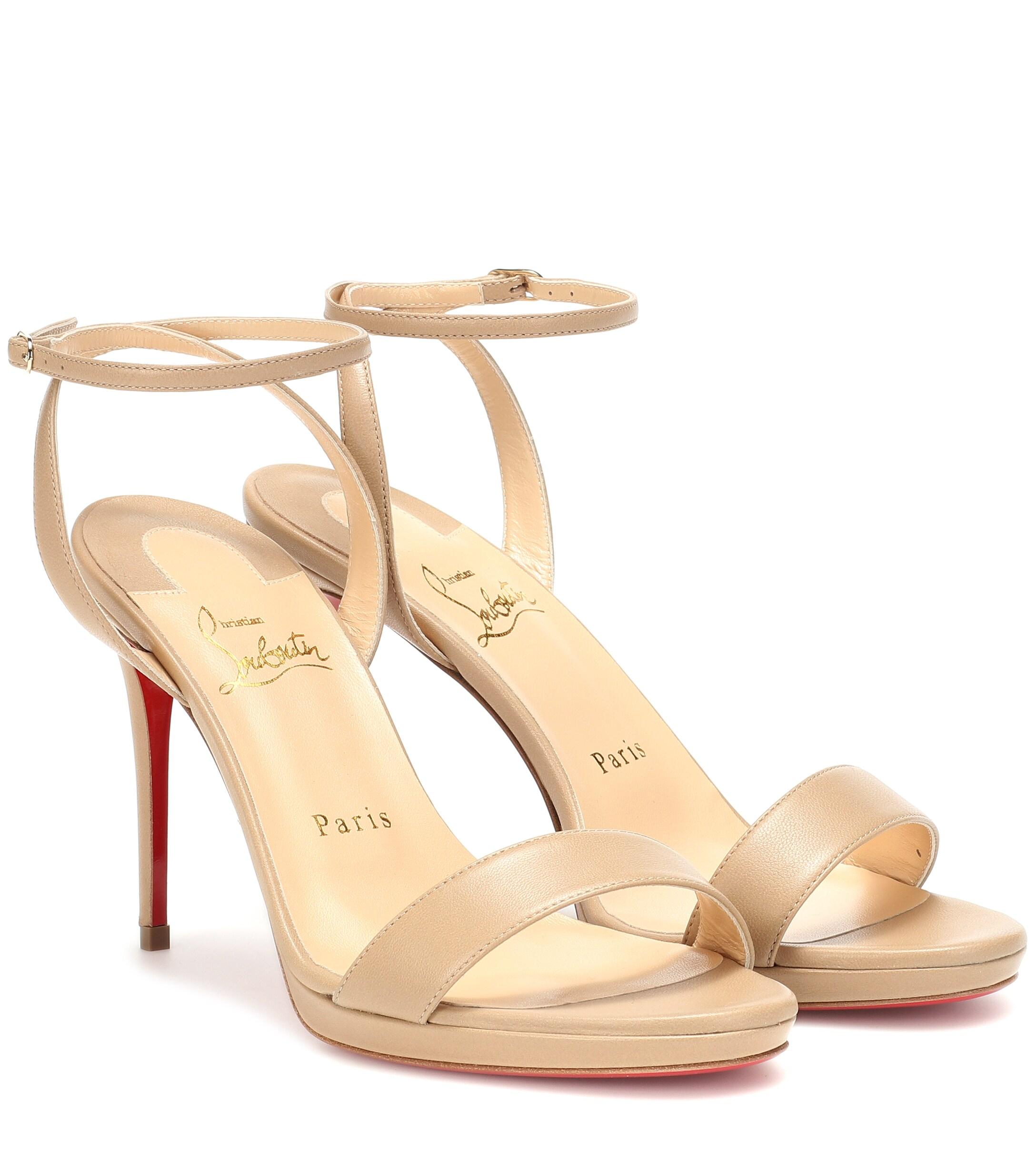 Christian Louboutin Loubi Queen 100 Leather Sandal in Beige (Natural