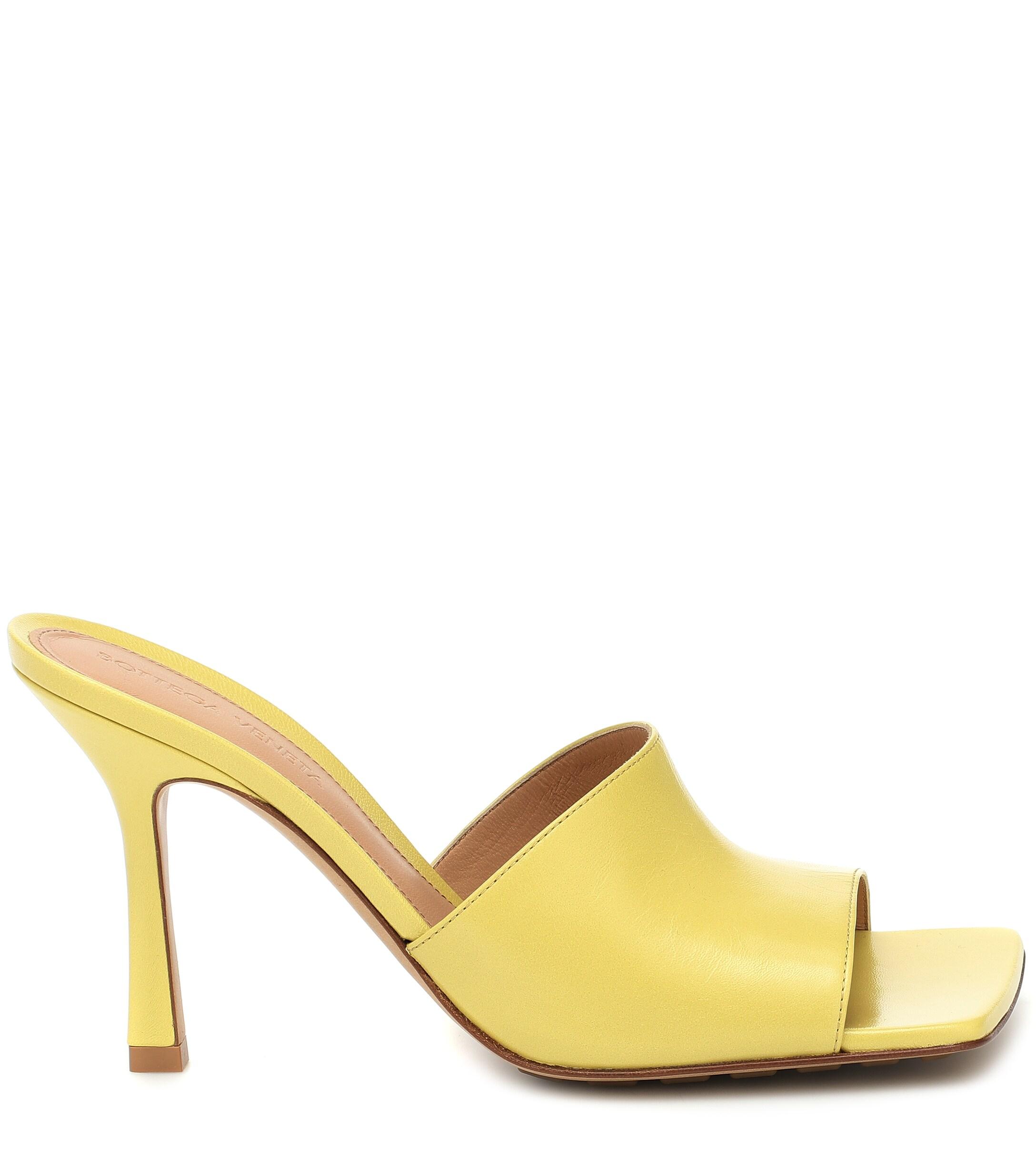 Bottega Veneta Leather Yellow Stretch Heeled Sandals - Save 8% - Lyst