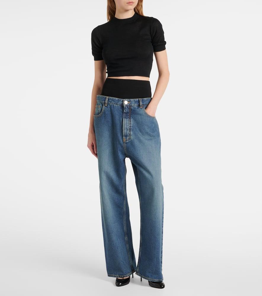 Alaïa Cropped Cashmere Top in Black Lyst UK
