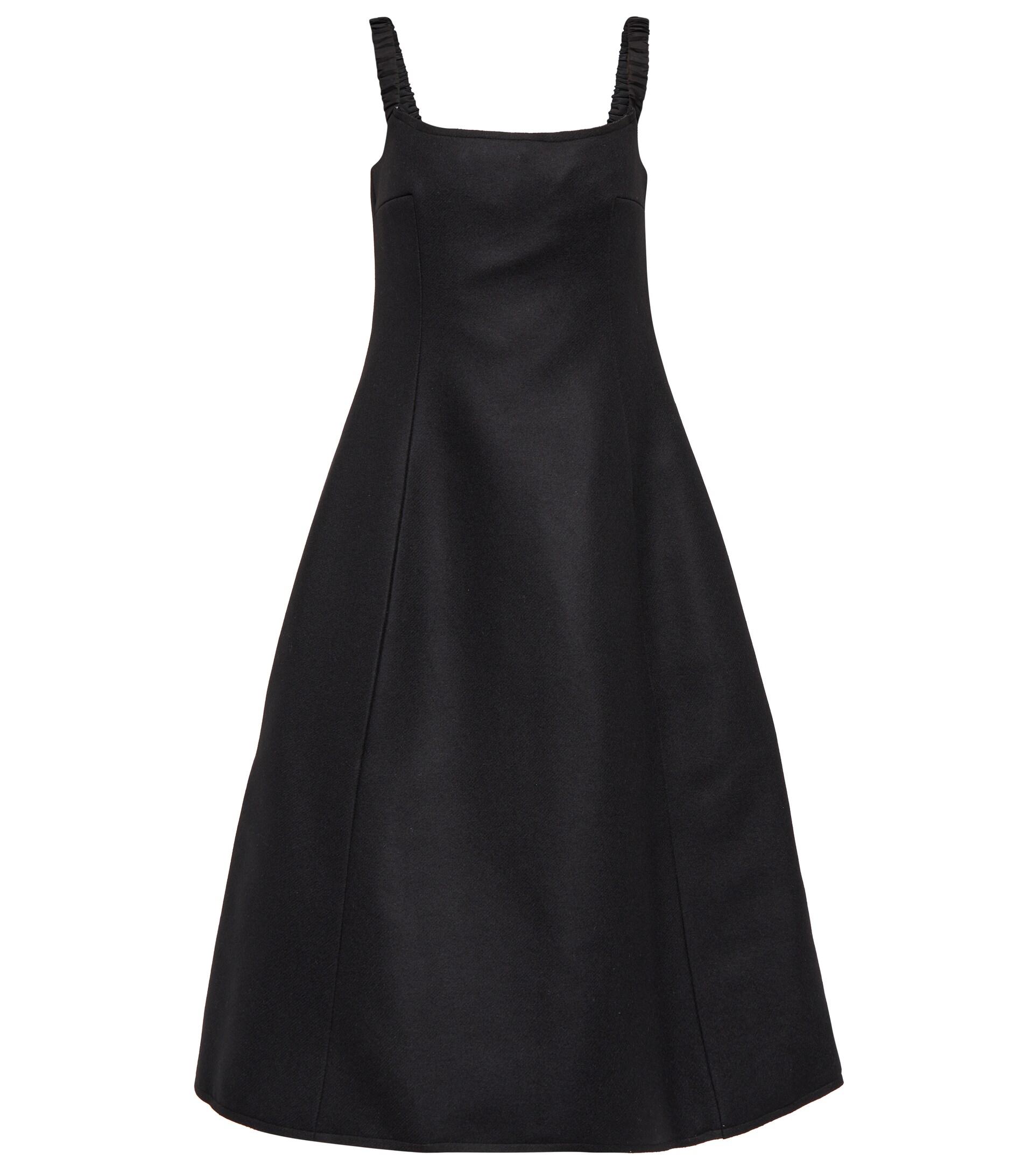 Khaite Uma Melton Wool-blend Midi Dress in Black | Lyst
