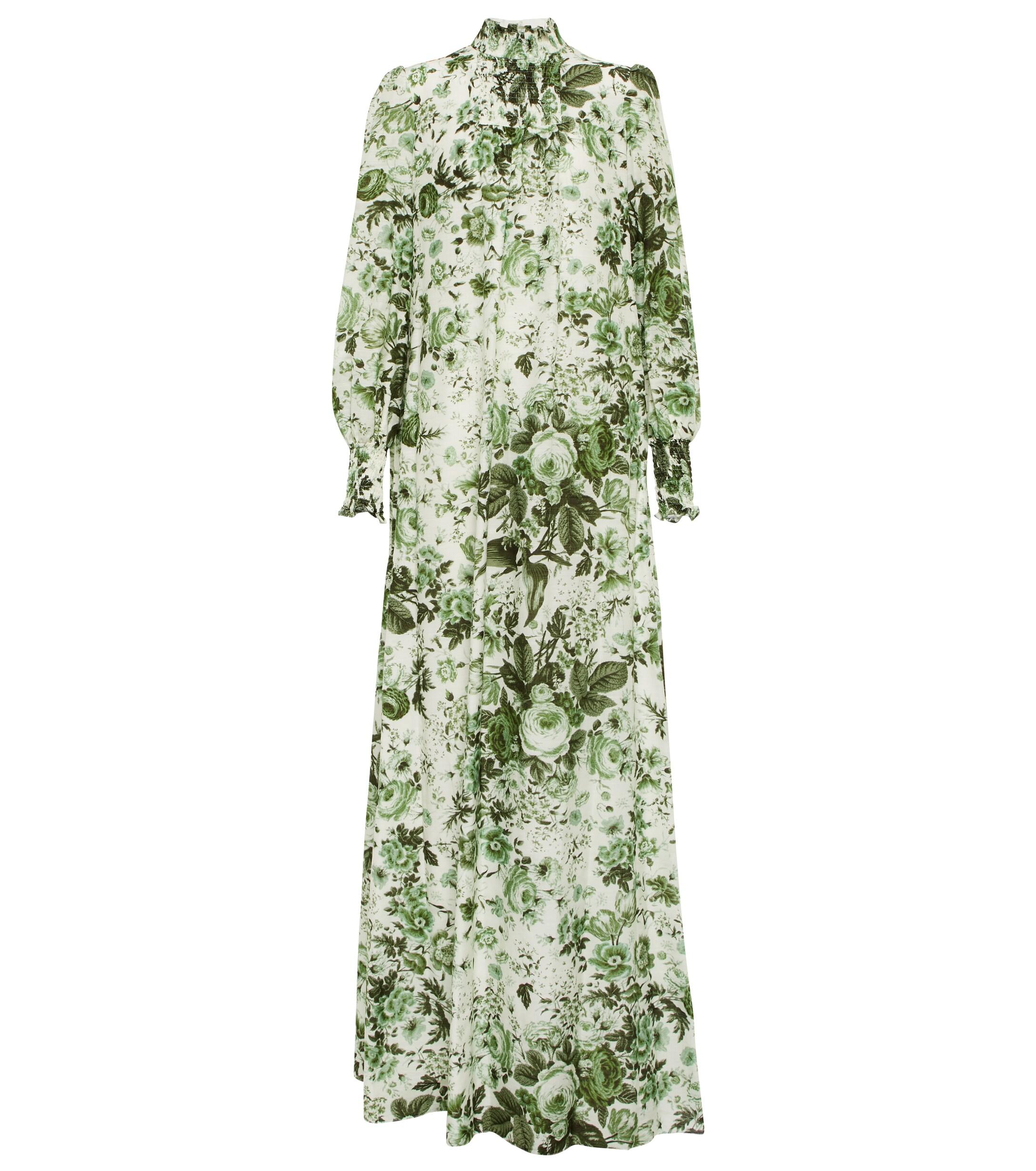Erdem Rosalind Floral Cotton And Silk Gown in Green | Lyst