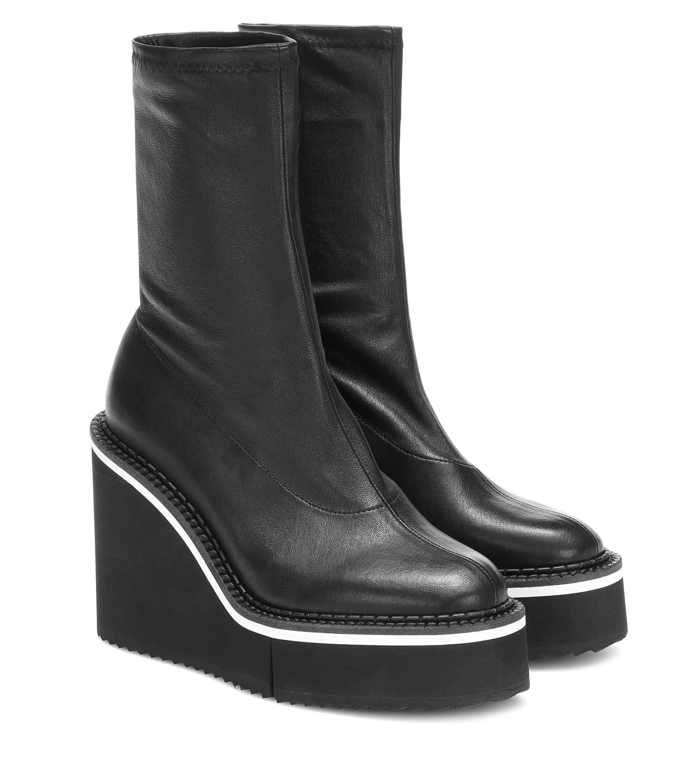 flat leather platform ankle boots