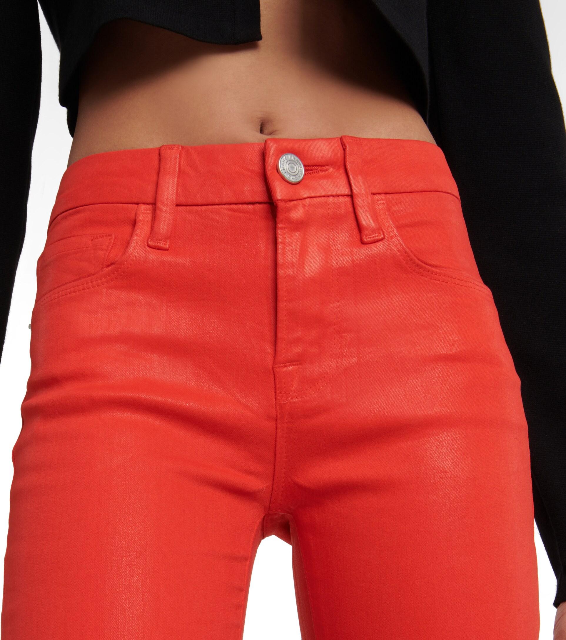 FRAME Le Crop Mini Boot High-rise Jeans in Red Lyst