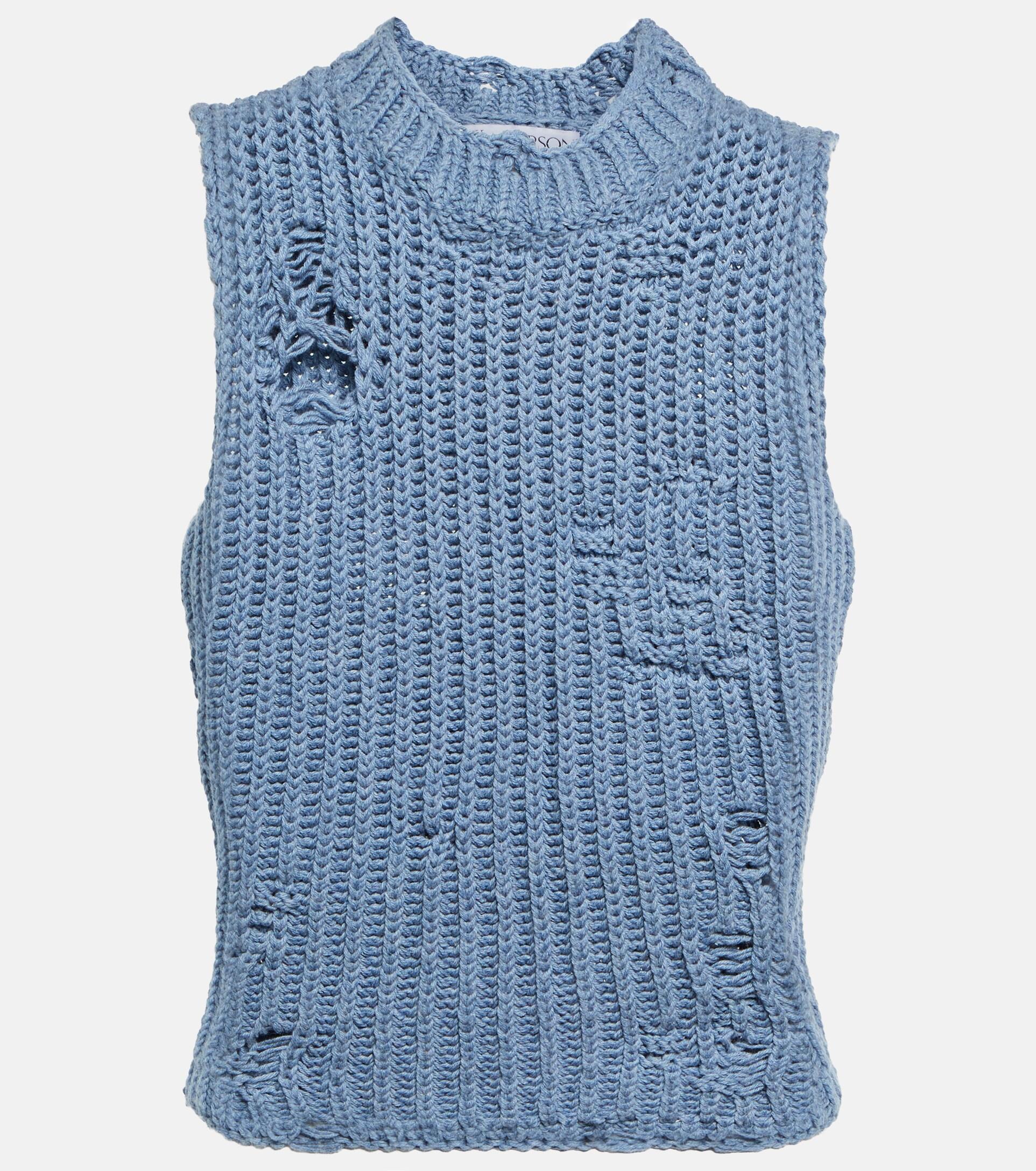 JW Anderson Distressed Ribbed-knit Sweater Vest in Blue | Lyst
