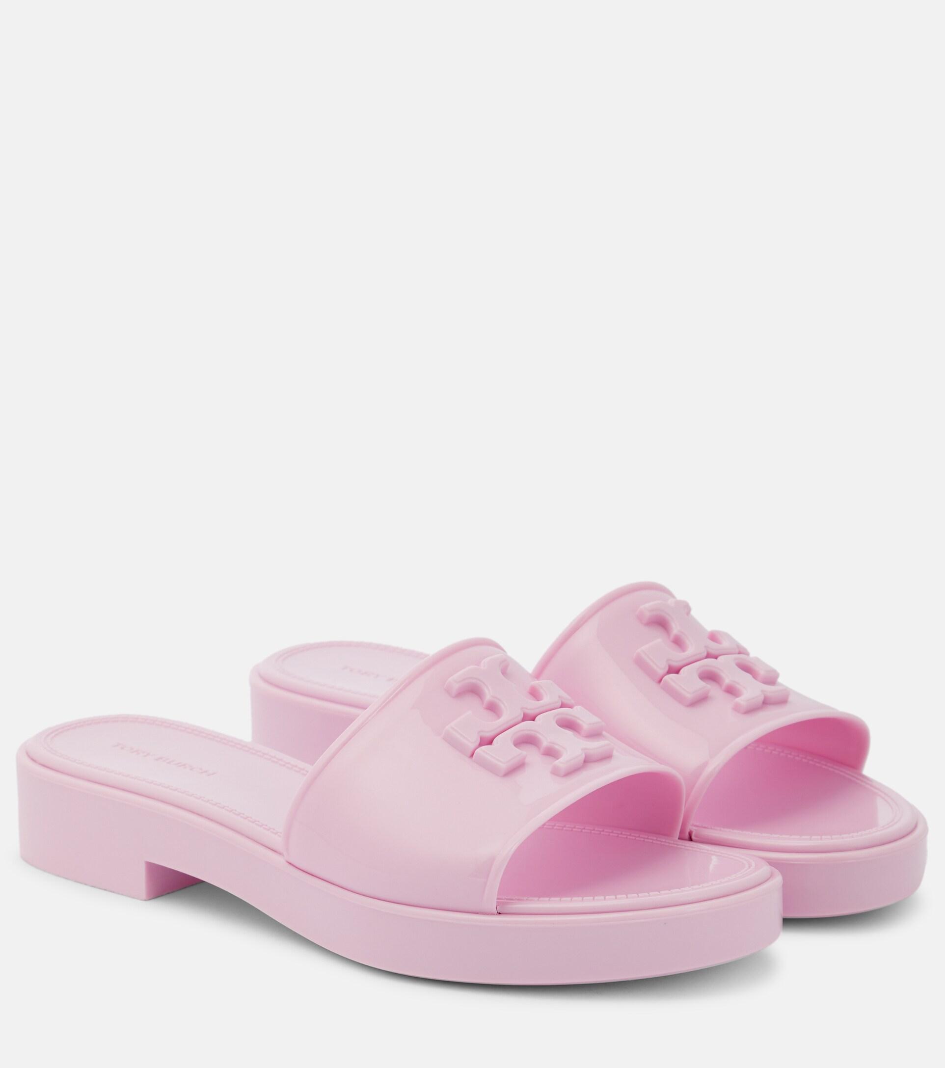 Tory Burch Eleanor Jelly Double T Slides in Pink | Lyst
