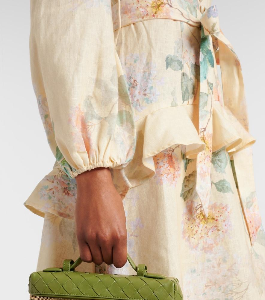 【Zimmermann】Illuminate floral linen midi dress ZIMMERMANN Illuminate belted ruffled floral-print linen midi