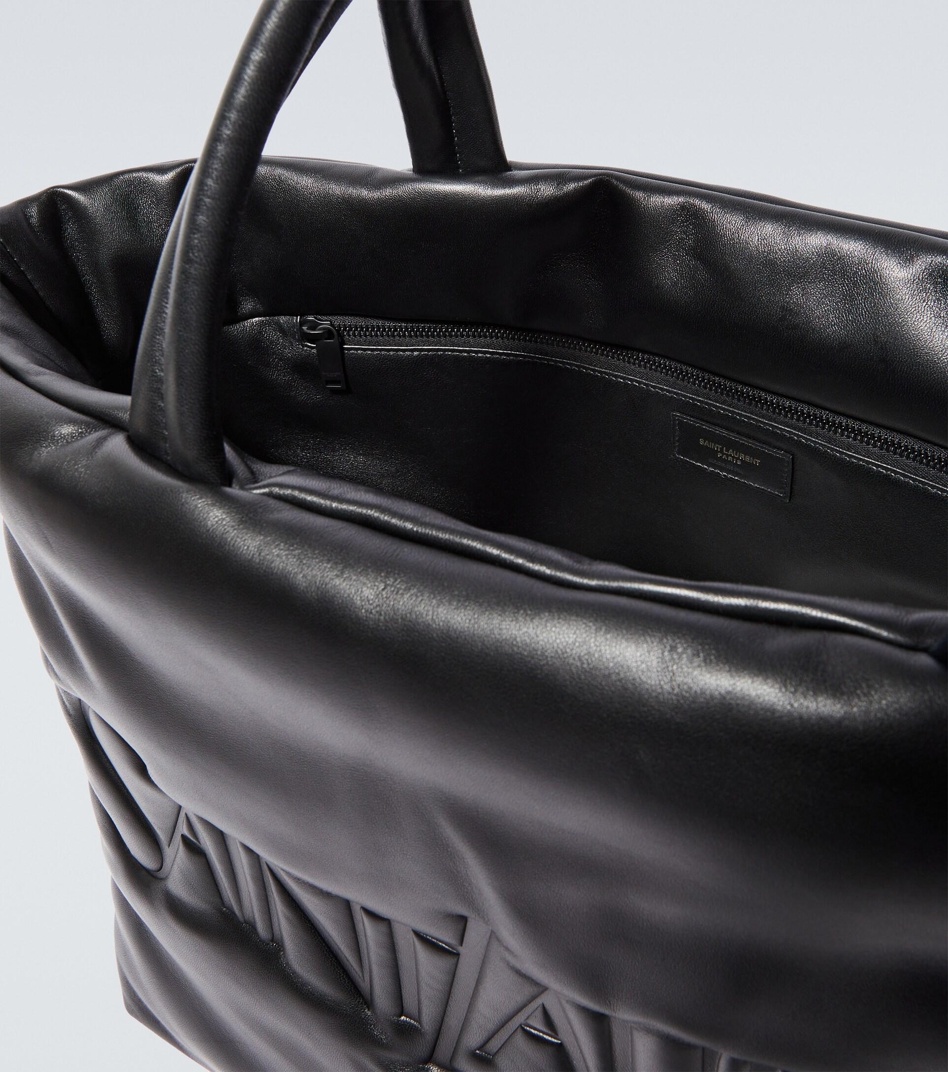 SAINT LAURENT Logo-Embossed Leather Tote Bag for Men