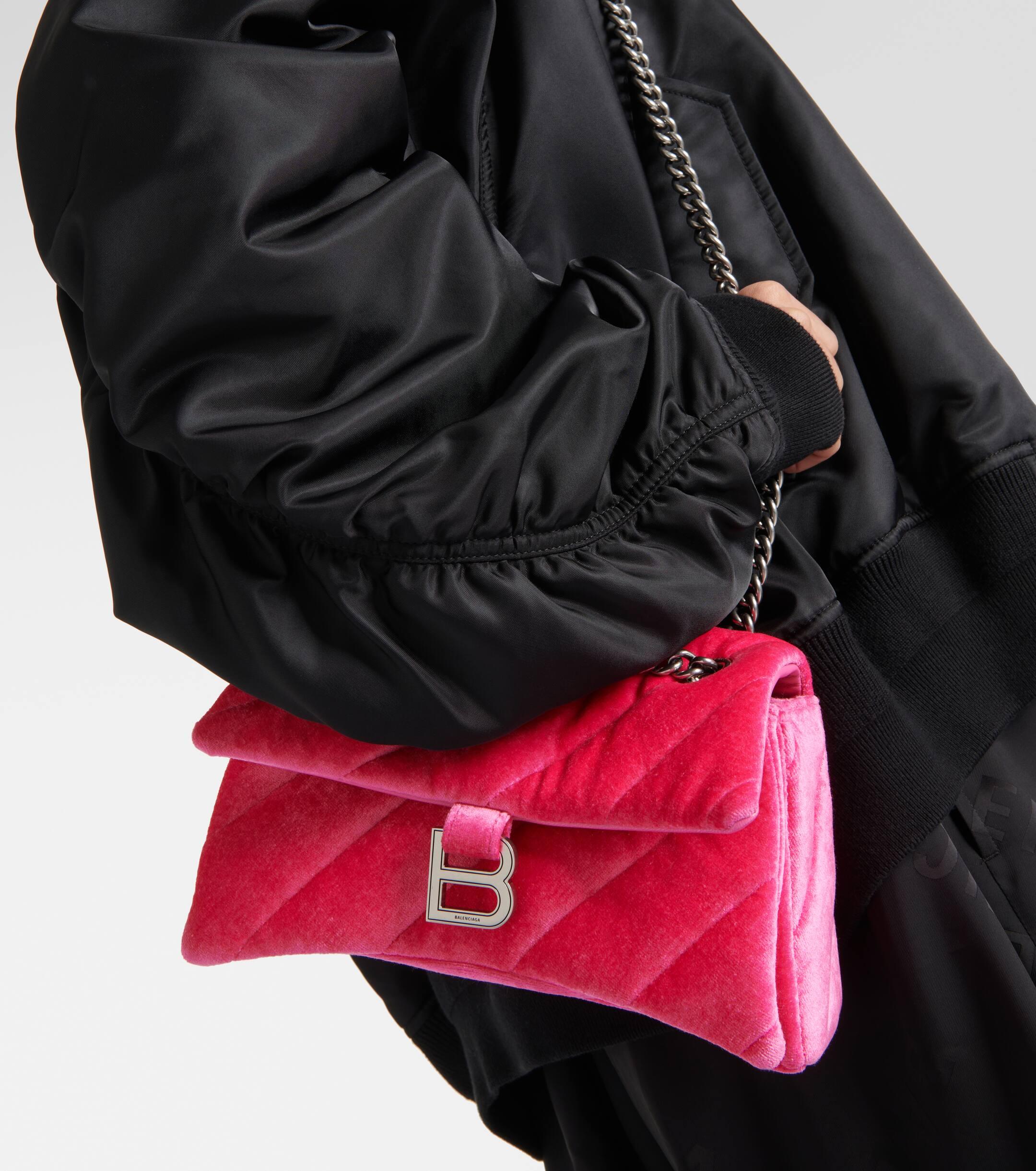 Balenciaga Crush Small Velvet Shoulder Bag in Pink Lyst Australia