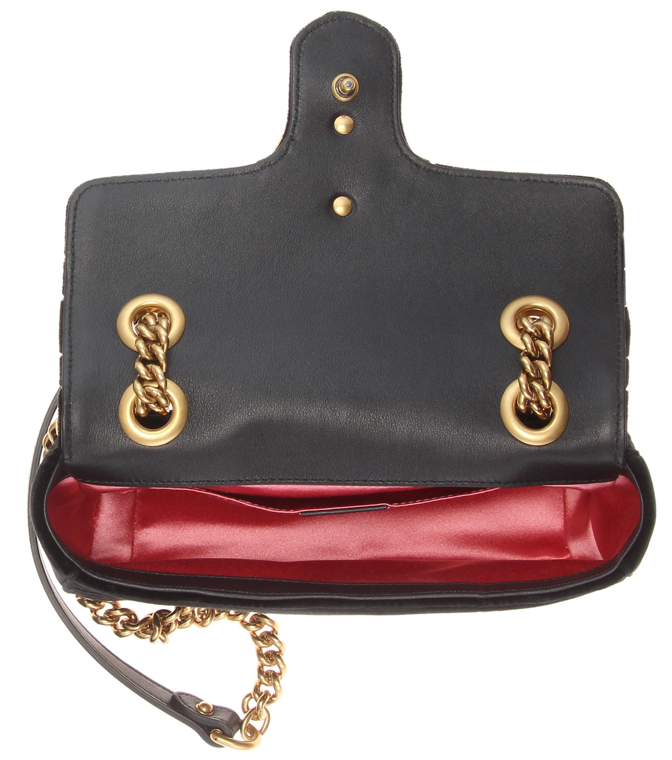Gucci GG Marmont Mini Velvet Shoulder Bag in Black - Lyst