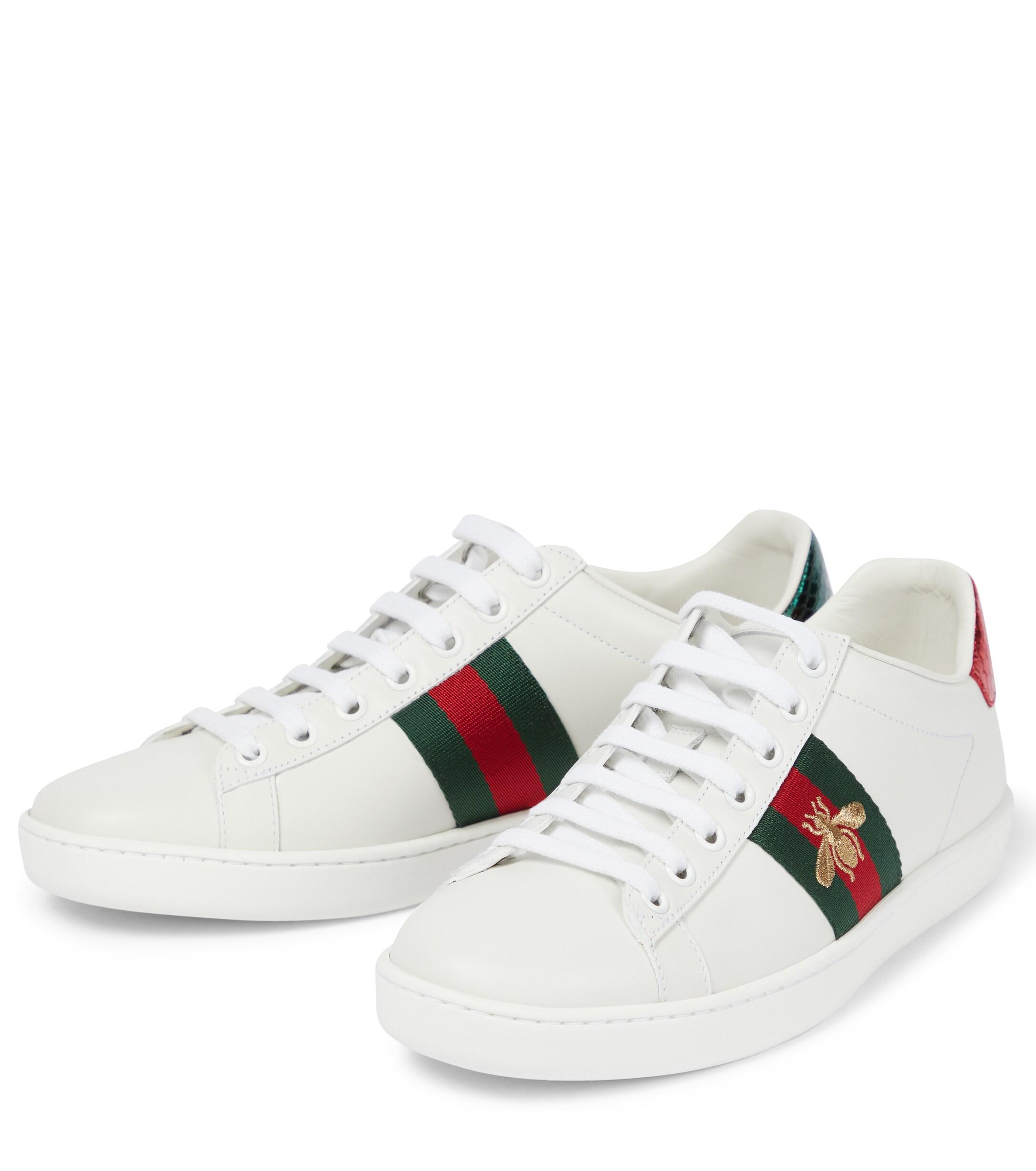 Gucci Leather New Ace Bee Embroidered Sneakers in Soft Sand (White) - Save  34% - Lyst