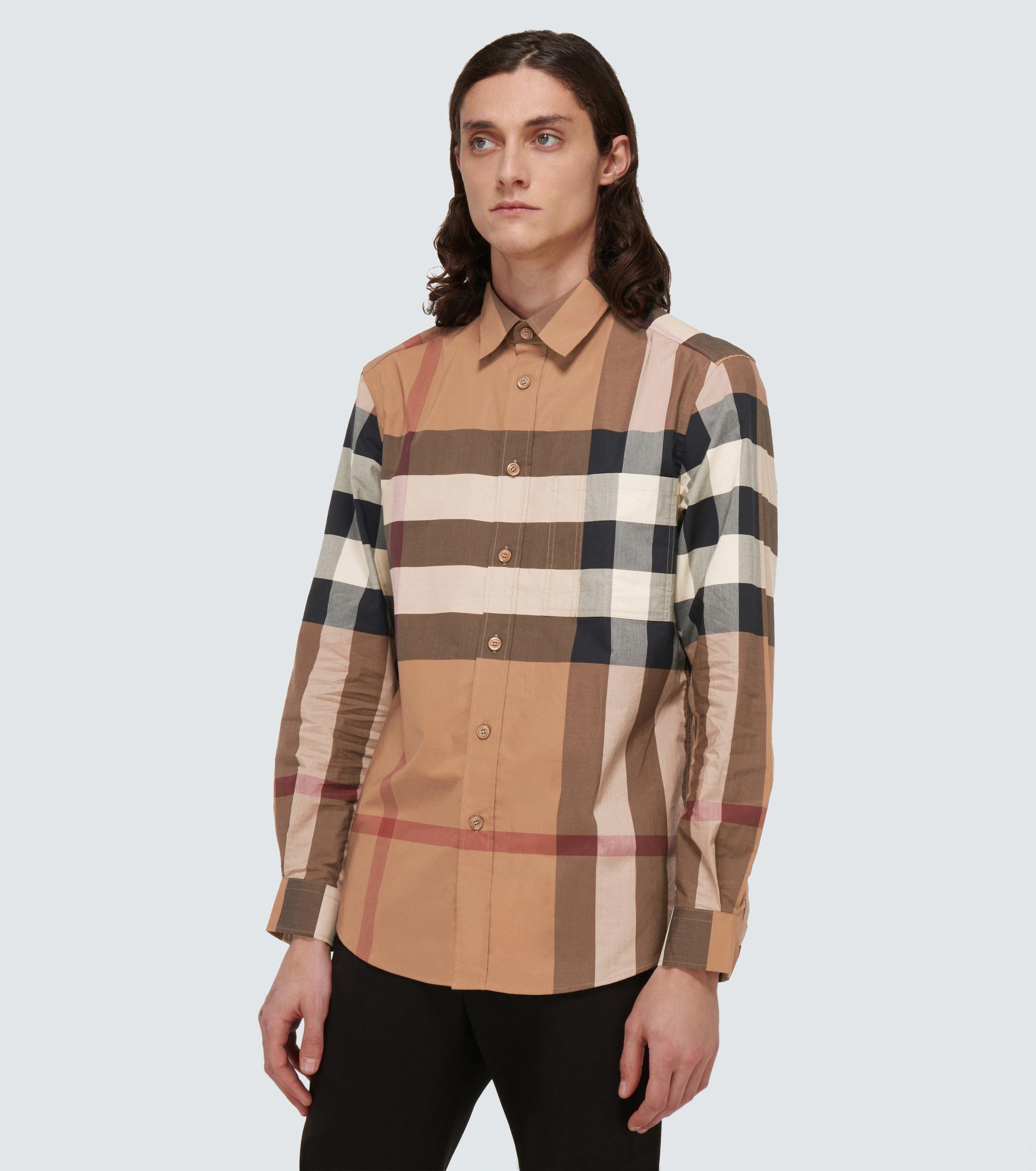Burberry Cotton Long-sleeved Check Shirt in Brown for Men - Lyst