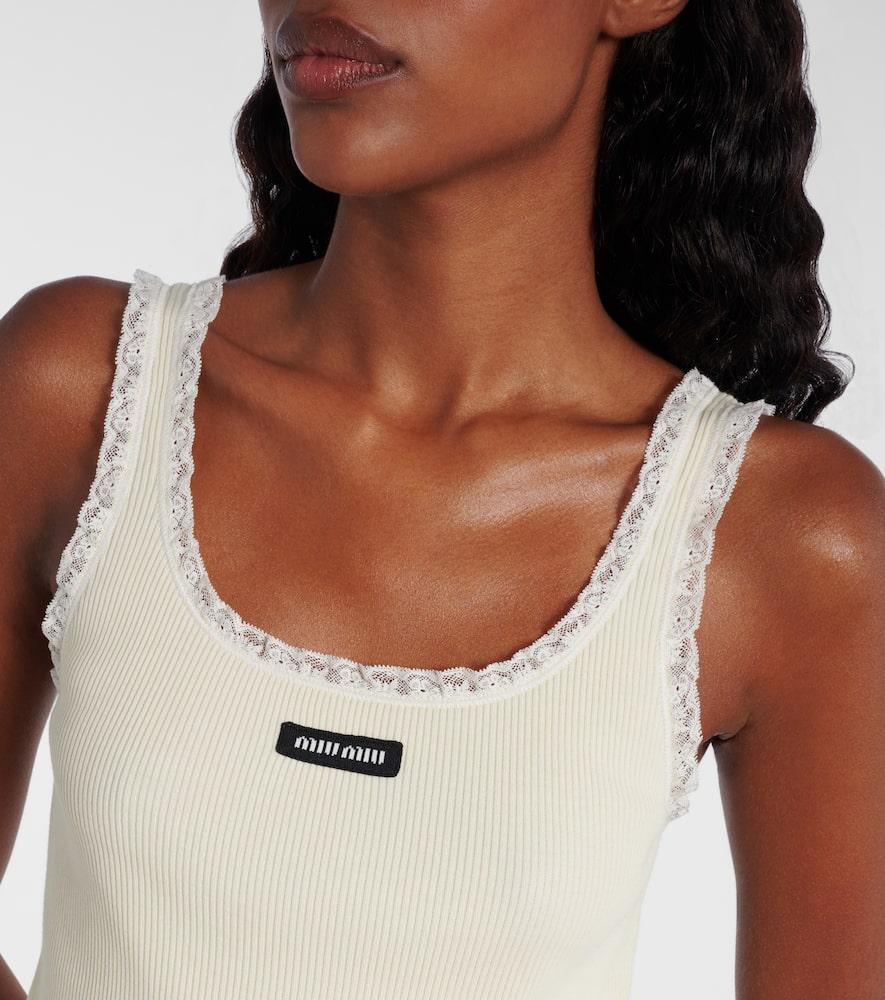 MIU MIU オフオワイトタンクトップ Miu Miu x Petit Bateau Embroidered Tank Top | White | FARFETCH