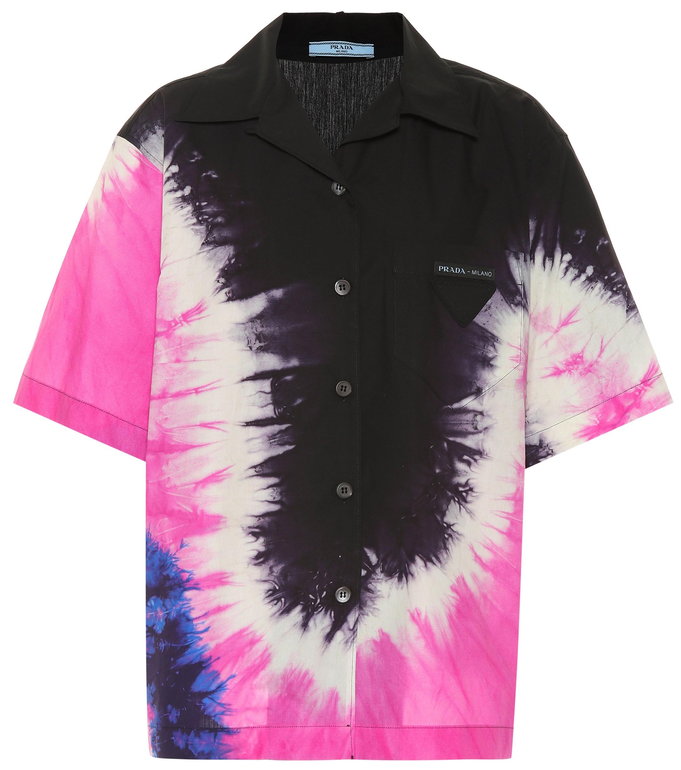 Prada Tie-dye Collared Cotton-poplin 