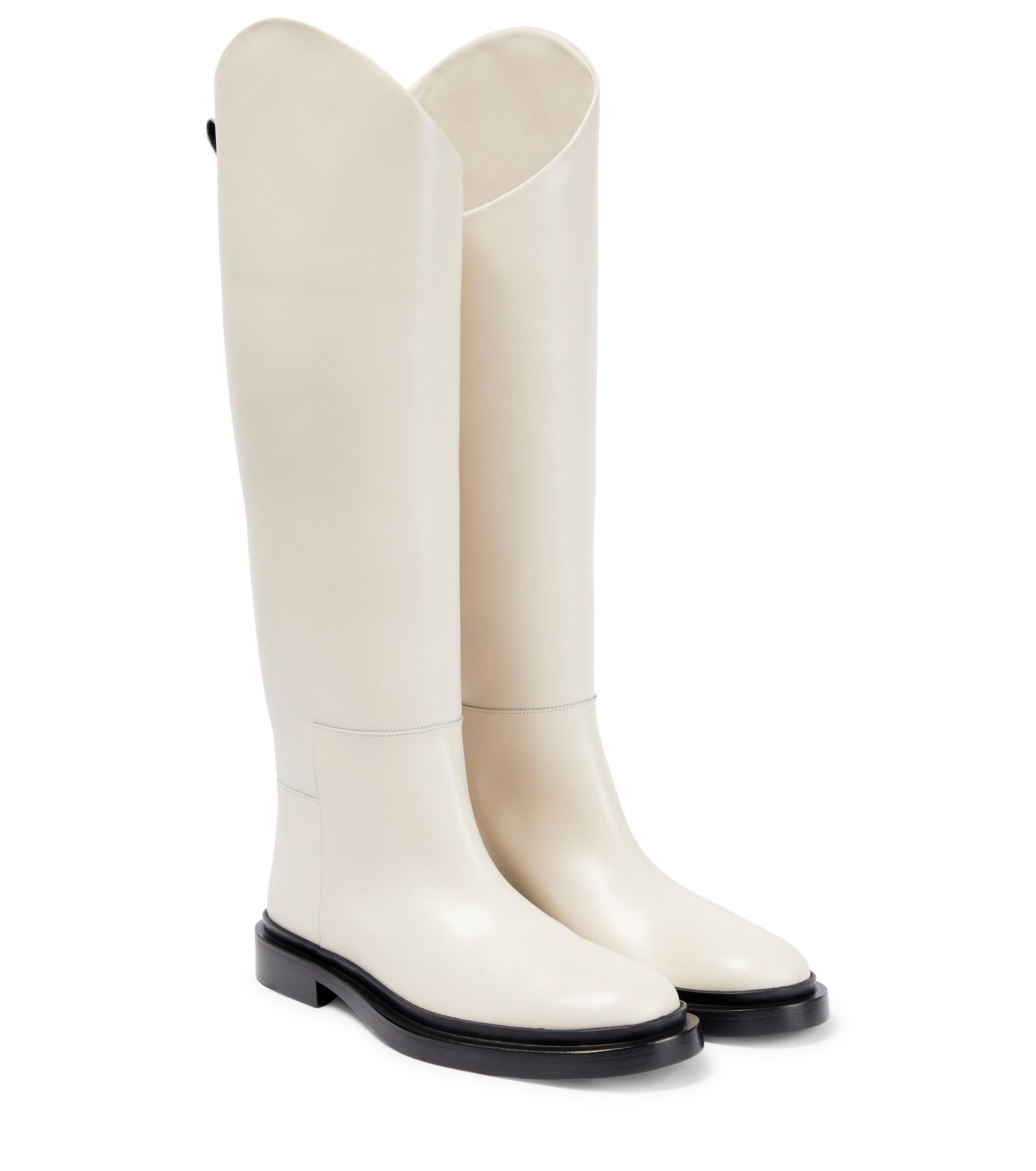 Jil Sander Paneled Leather Kneehigh Boots in White Lyst UK