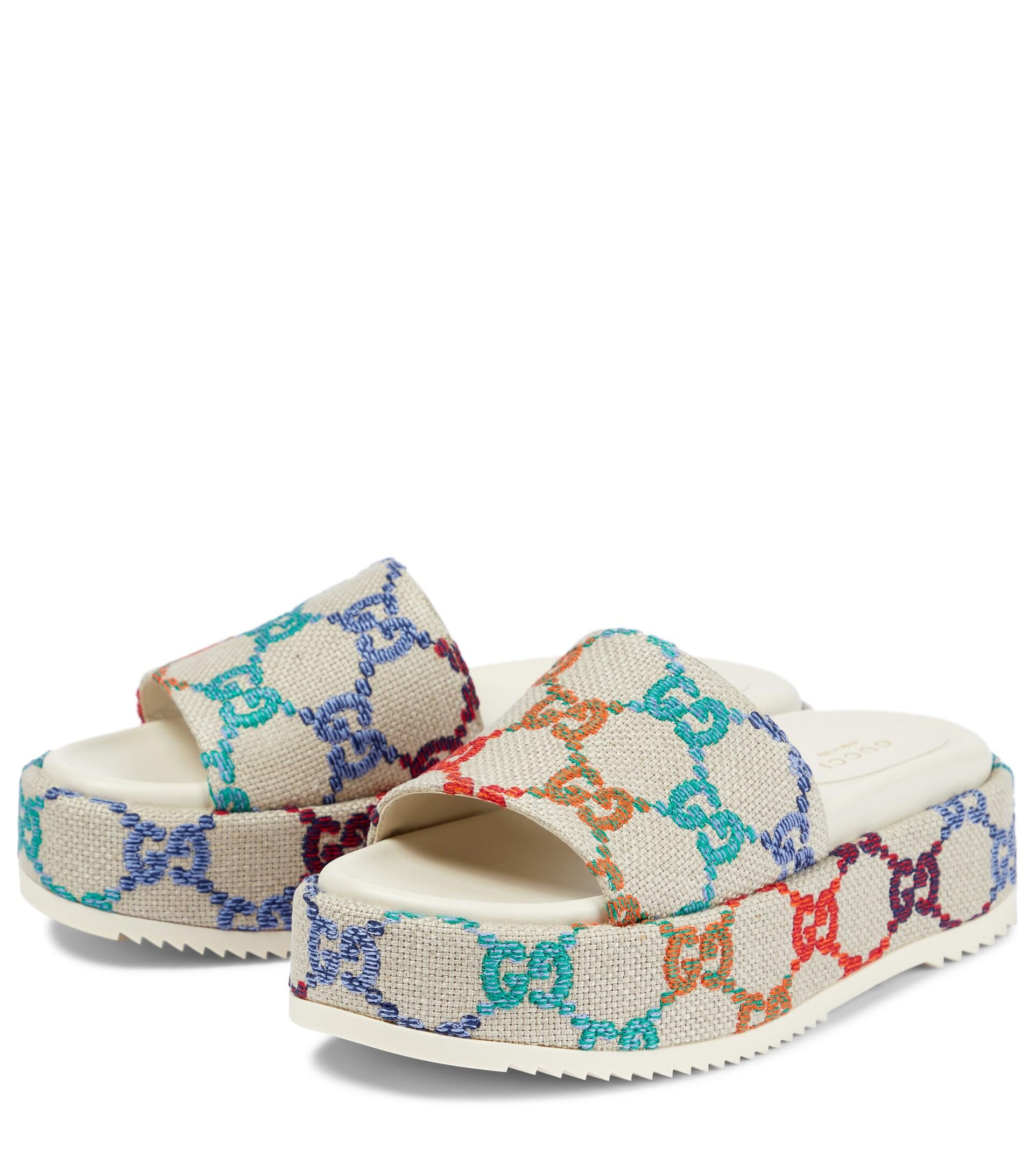 White gucci top web slides