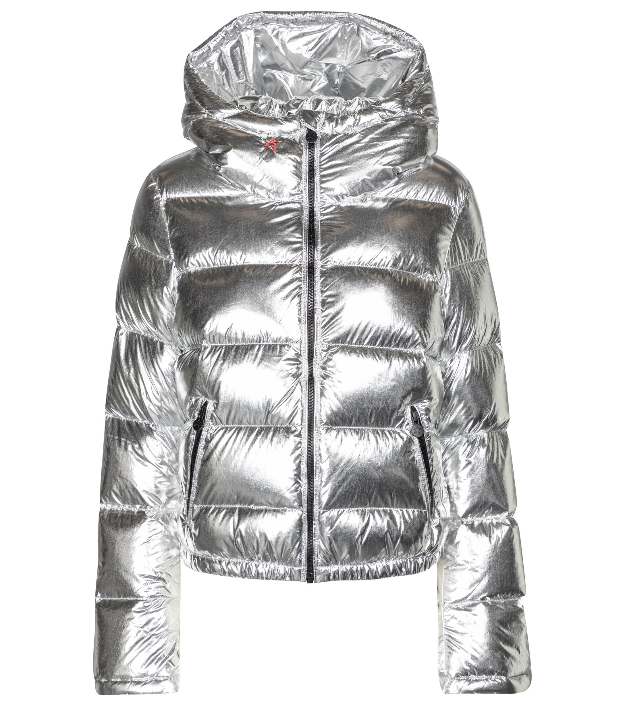 silver metallic ski jacket
