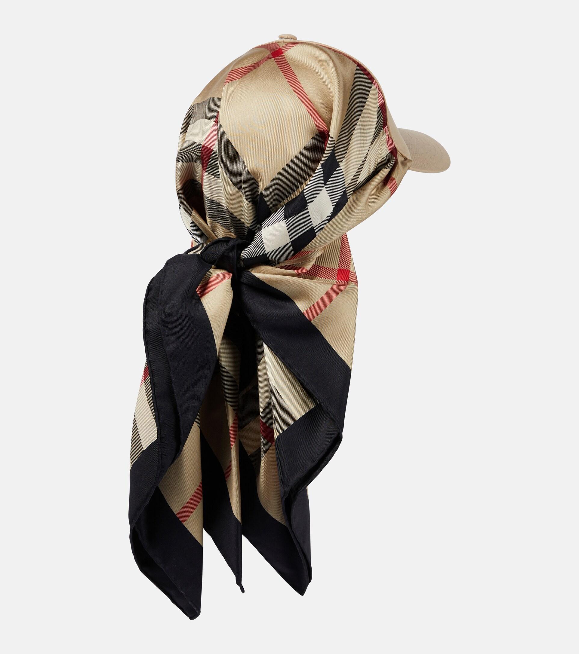 Burberry Scarf-detail Cotton And Silk Baseball Cap in Natural | Lyst