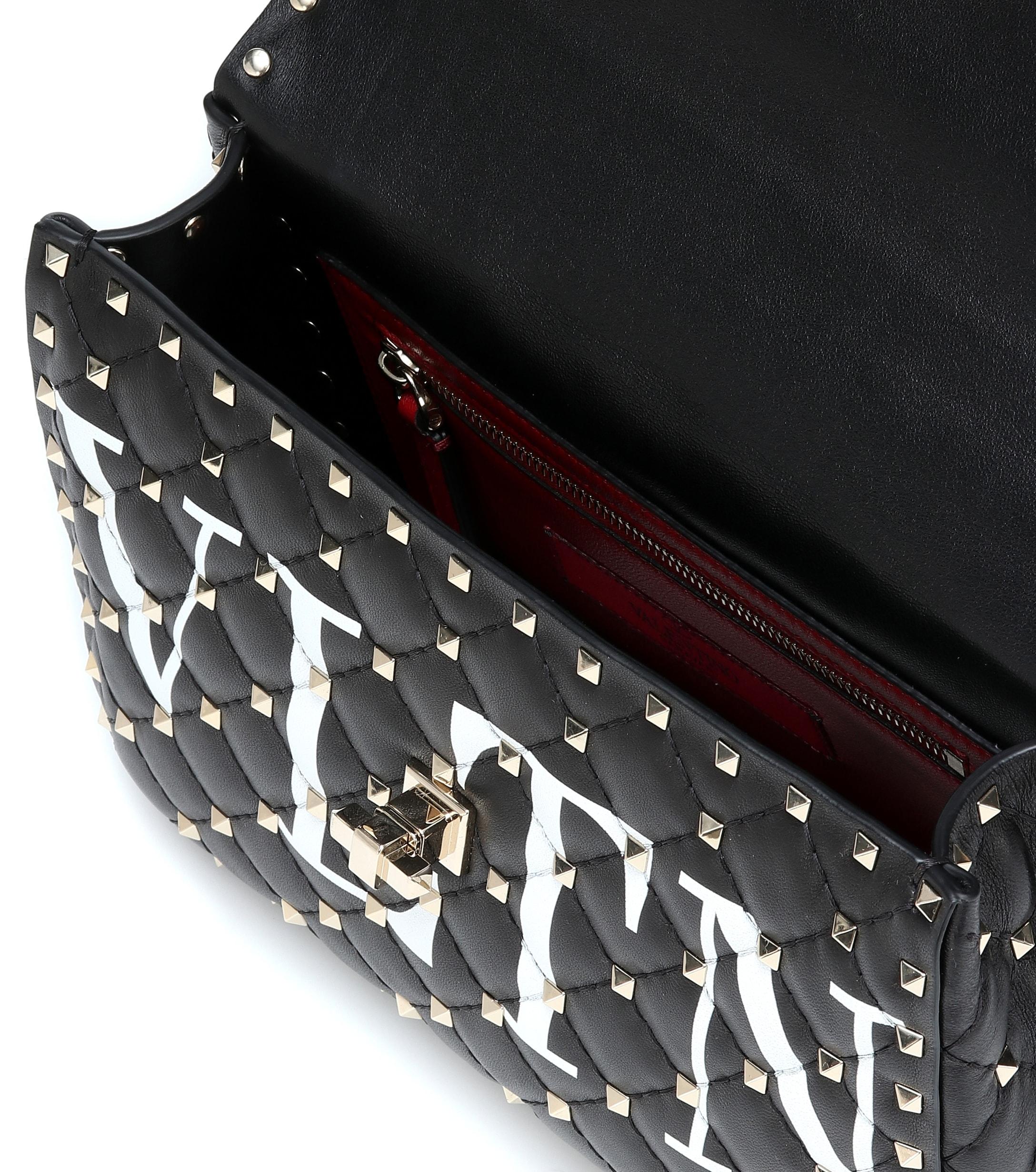 Valentino Vltn Rockstud Spike Leather Shoulder Bag in Black Lyst