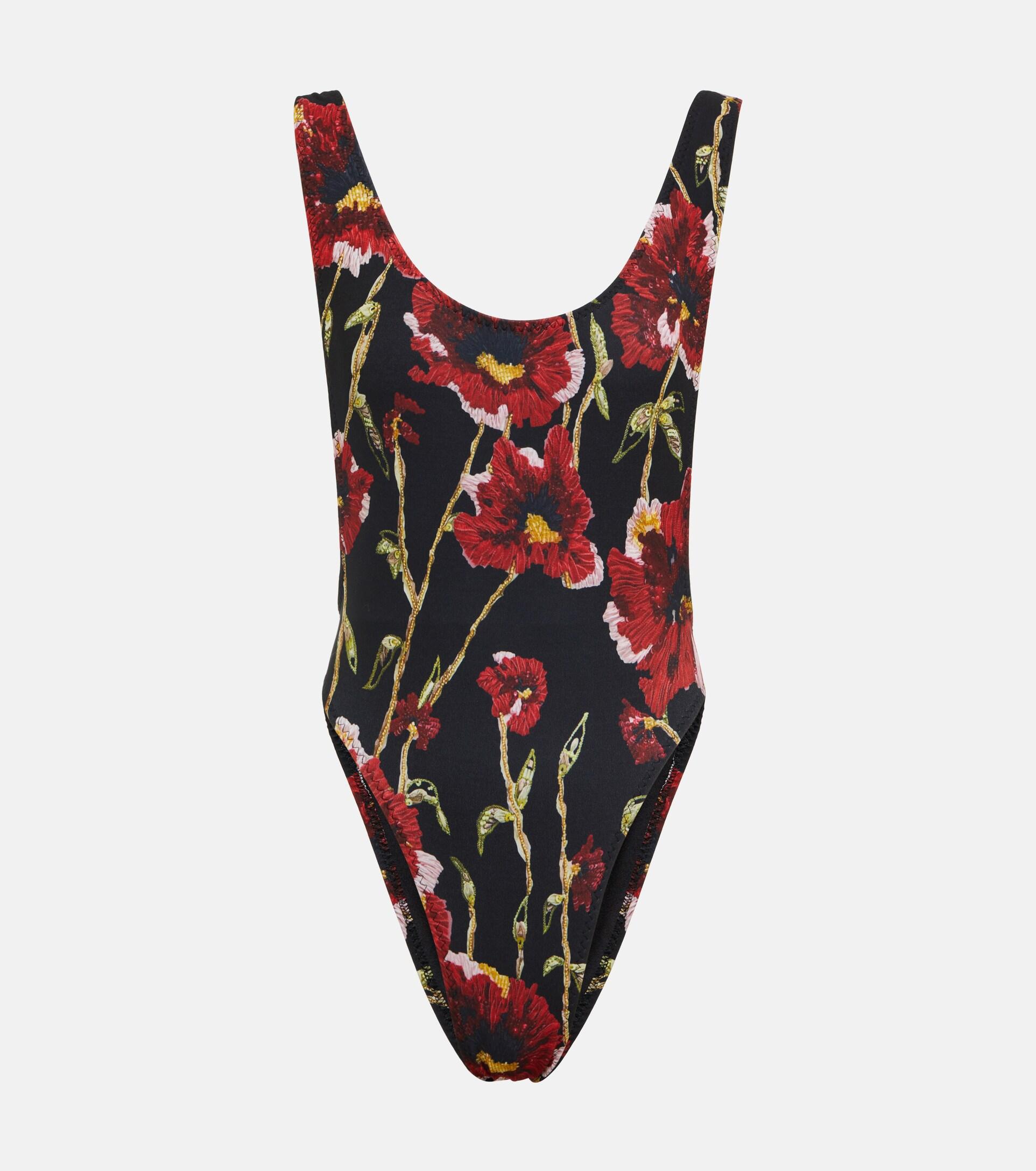 Norma Kamali Marissa Floral Swimsuit in Red | Lyst