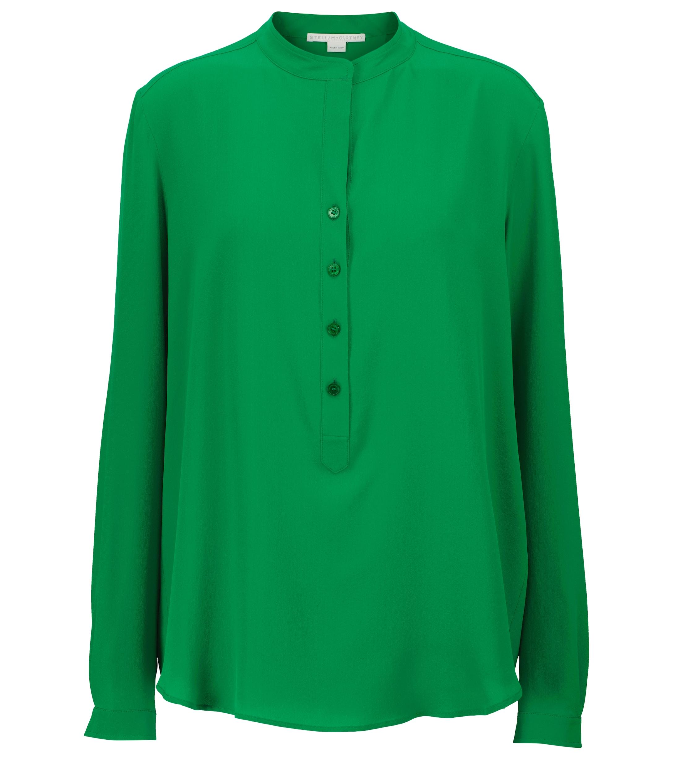 Stella McCartney Silk Crêpe Blouse in Green | Lyst