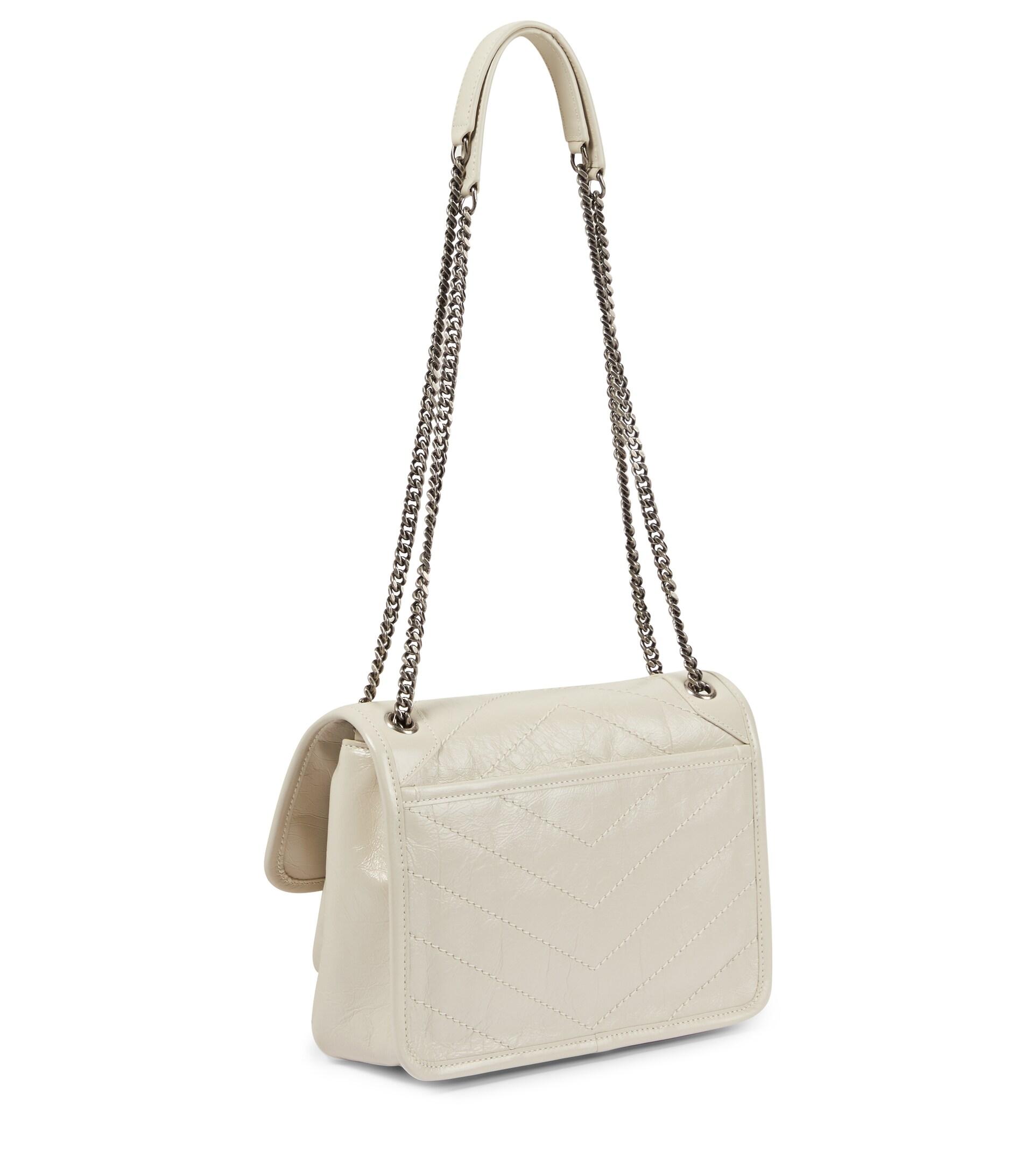 Saint Laurent Niki Baby Leather Shoulder Bag in White | Lyst