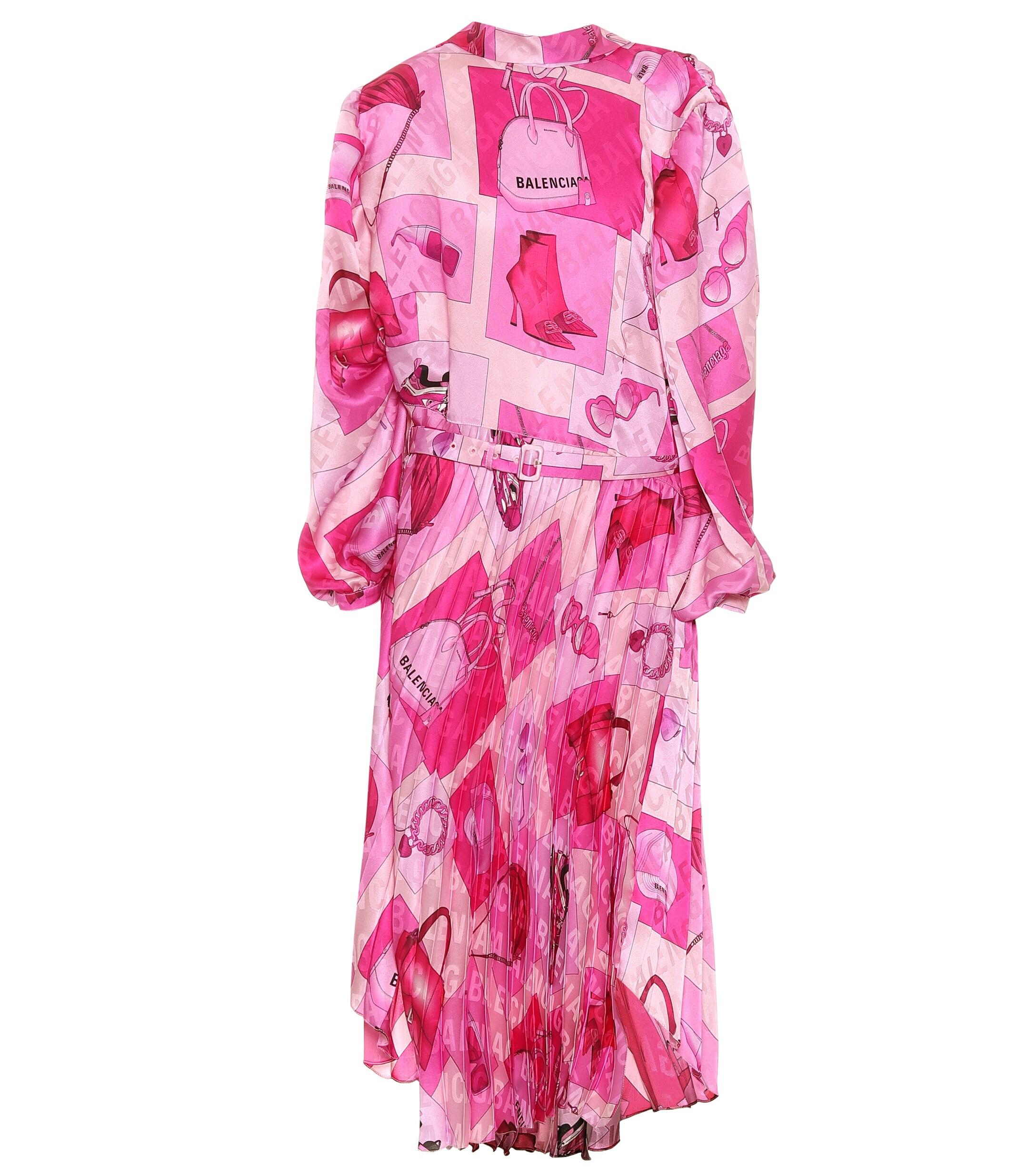 Balenciaga Twisted Printed Crêpe Midi Dress in Pink | Lyst