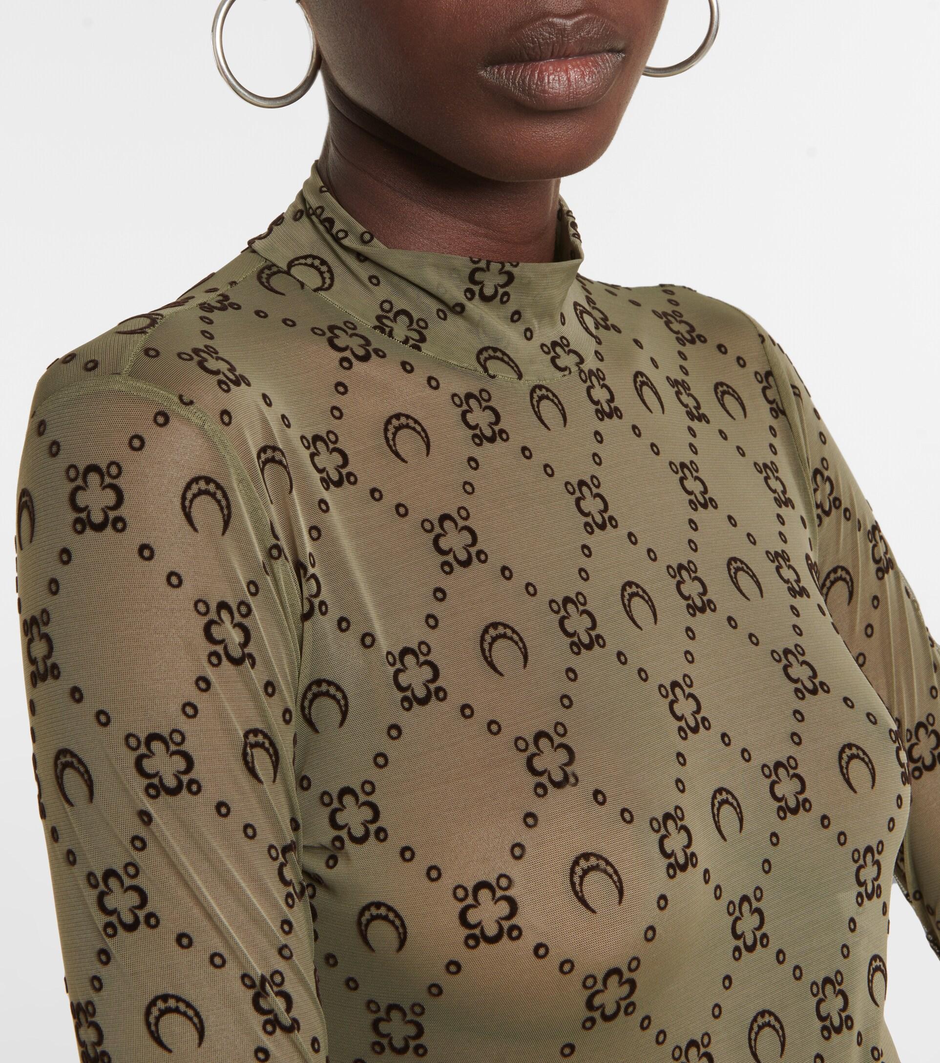 Marine Serre Moonogram Flocked Mesh Top in Green | Lyst