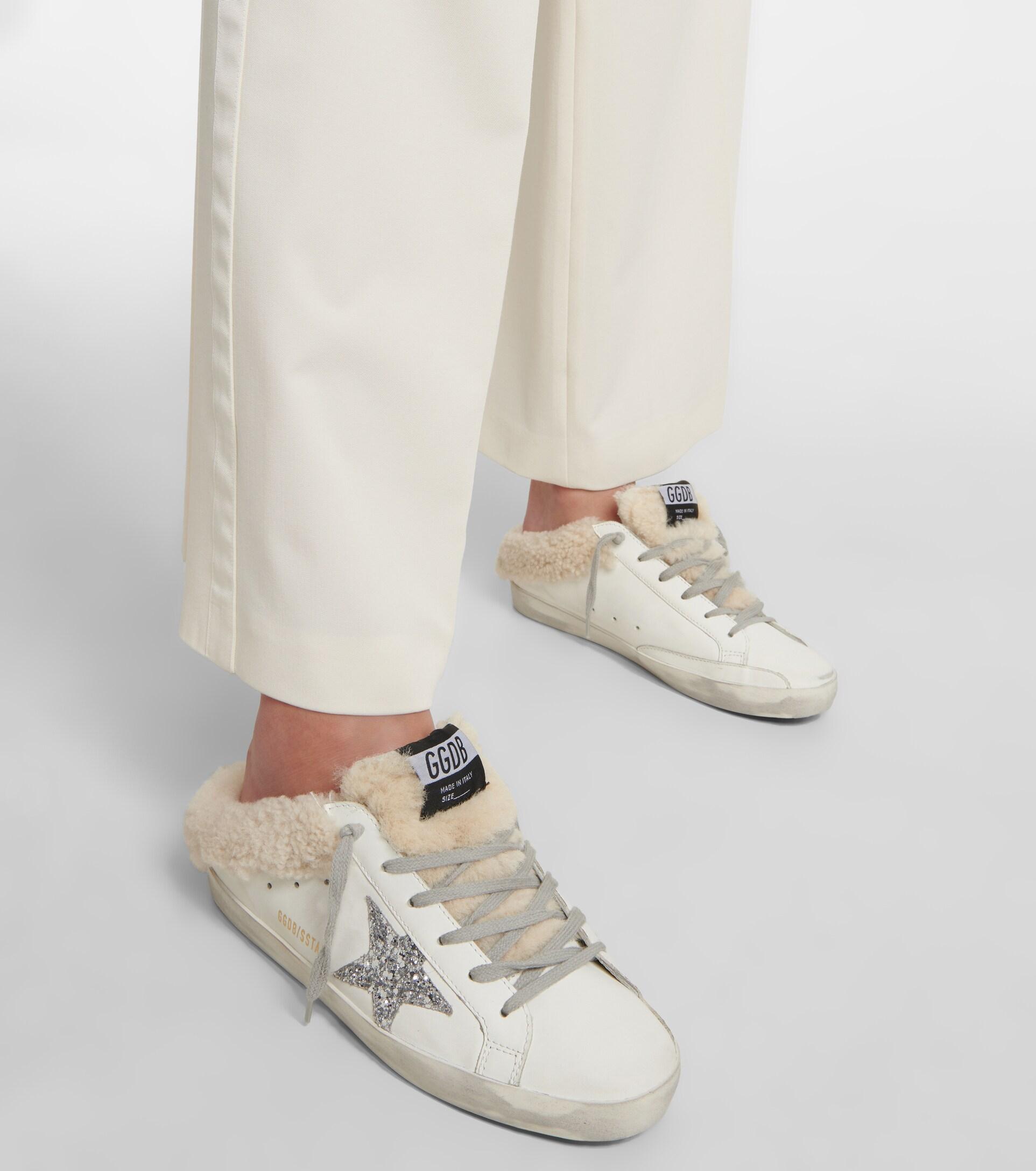 Golden Goose Super-star Shearling-lined Mules in White | Lyst