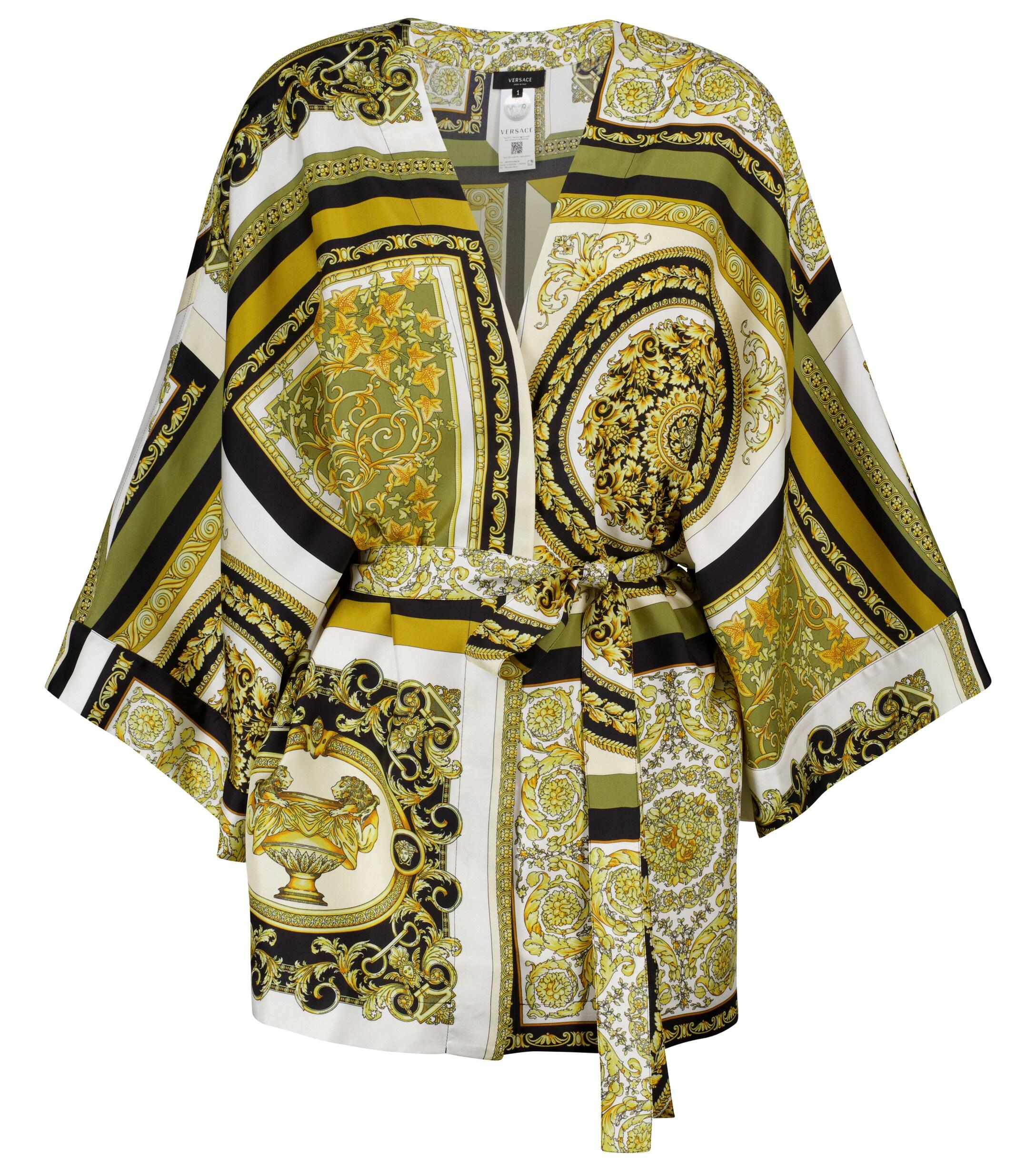 Versace Barocco Mosaic Silk Robe in Yellow (Green) - Lyst